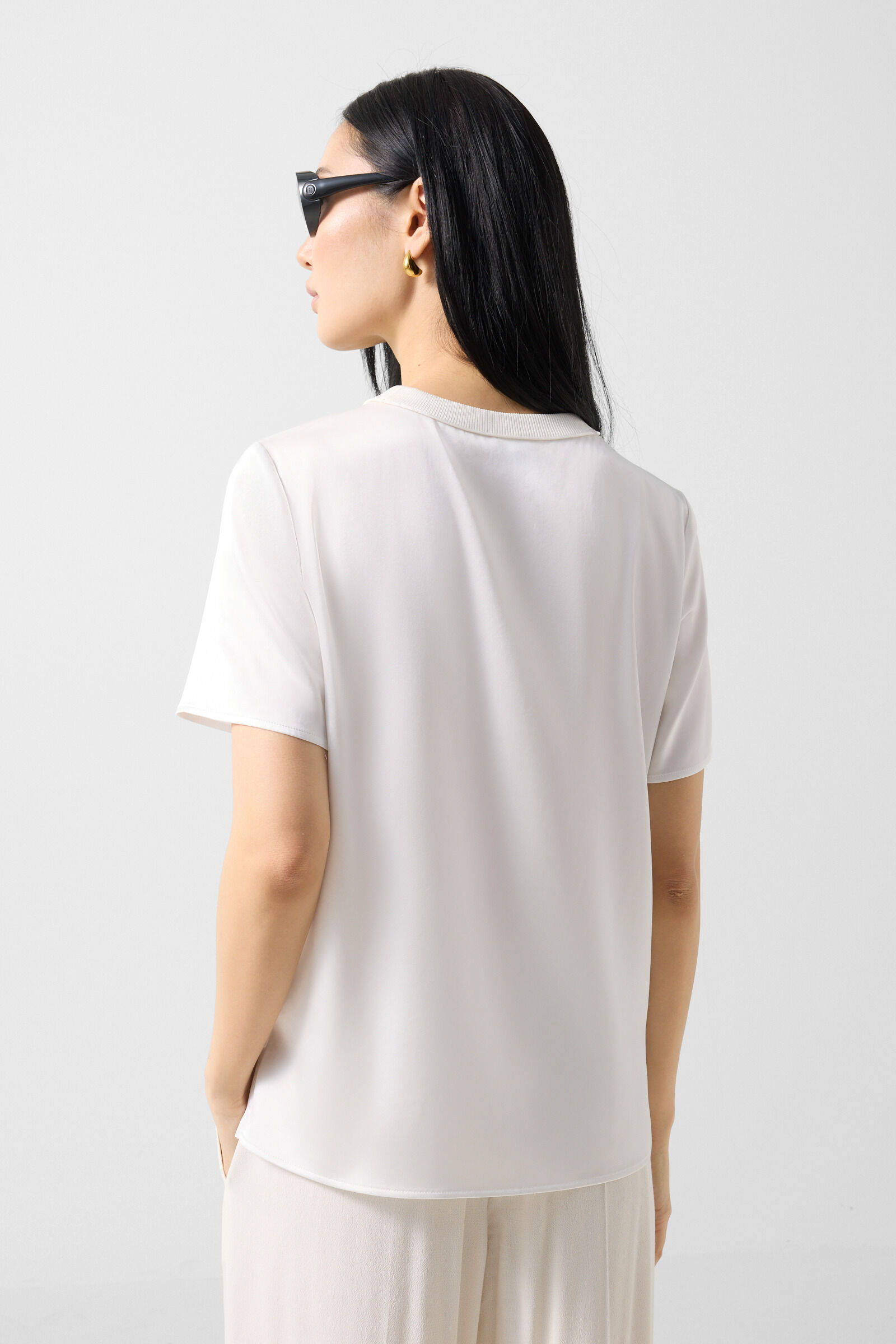 T-shirt en satin Dylan Blanc