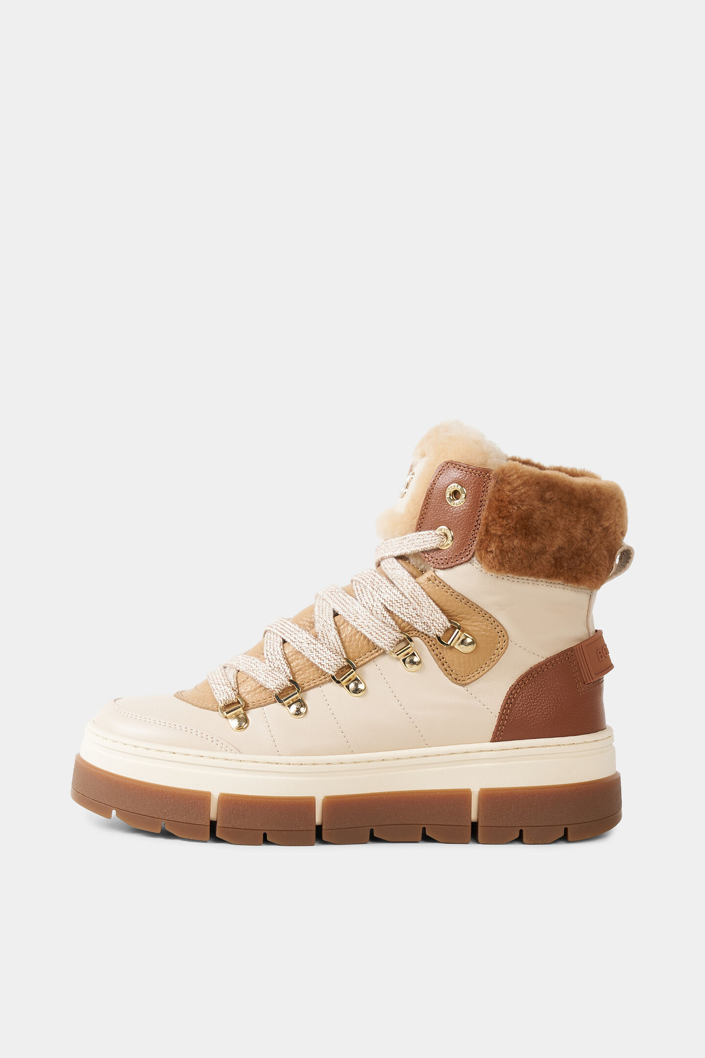 Lace-up boots from Vaduz with studs Beige/Cognac