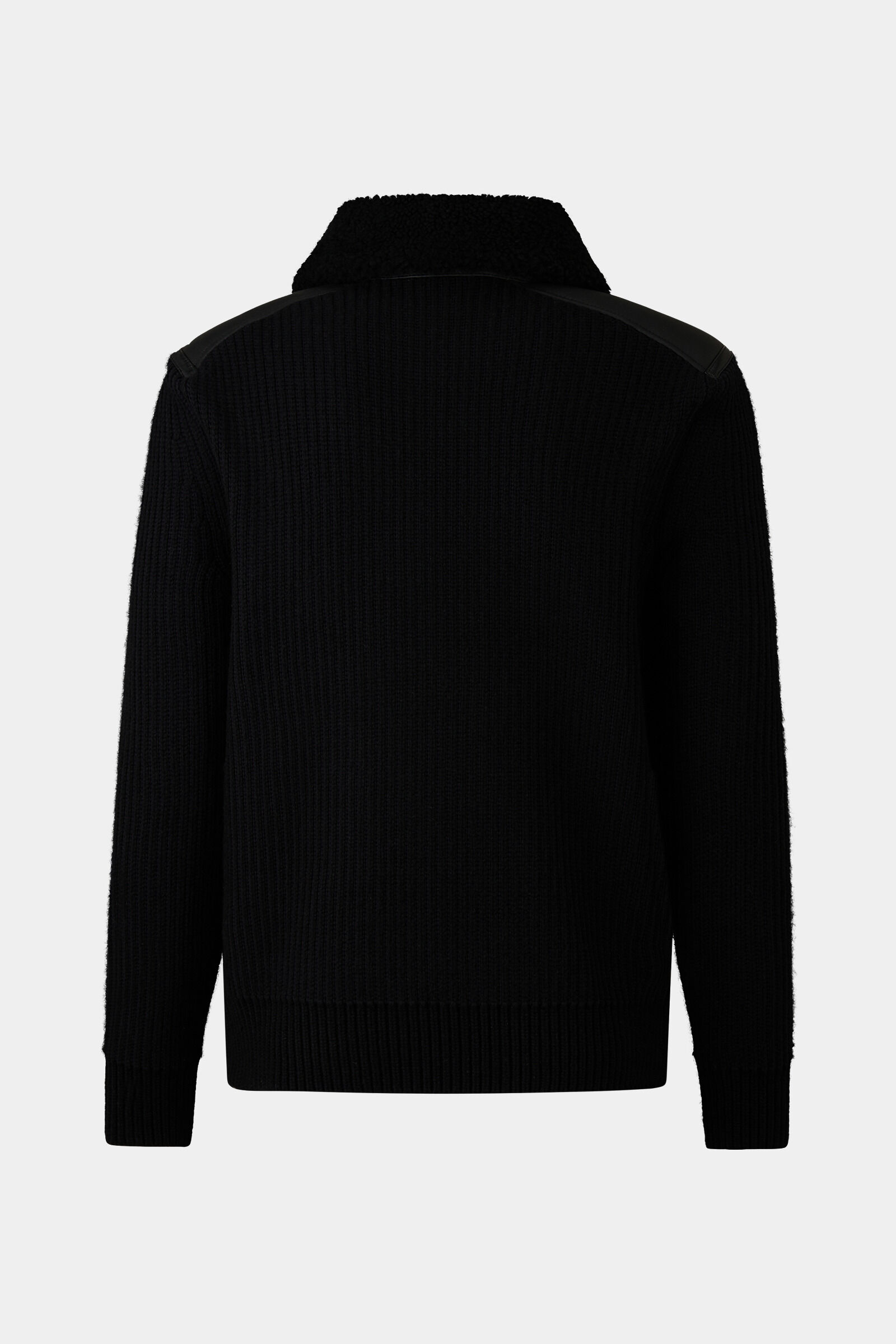 Moritz leather knit jacket Black