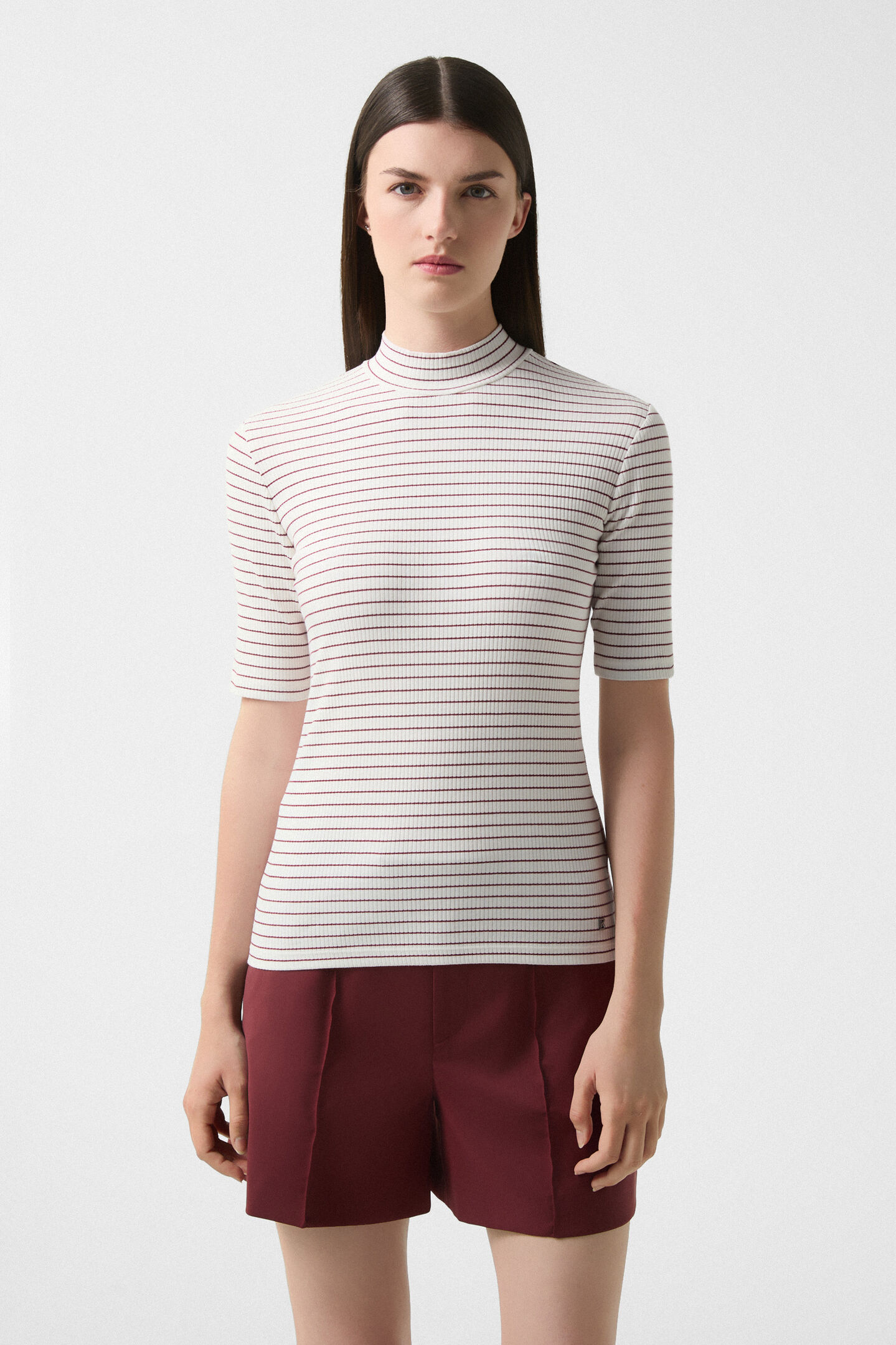 T-Shirt Riva Weinrot/Off-White
