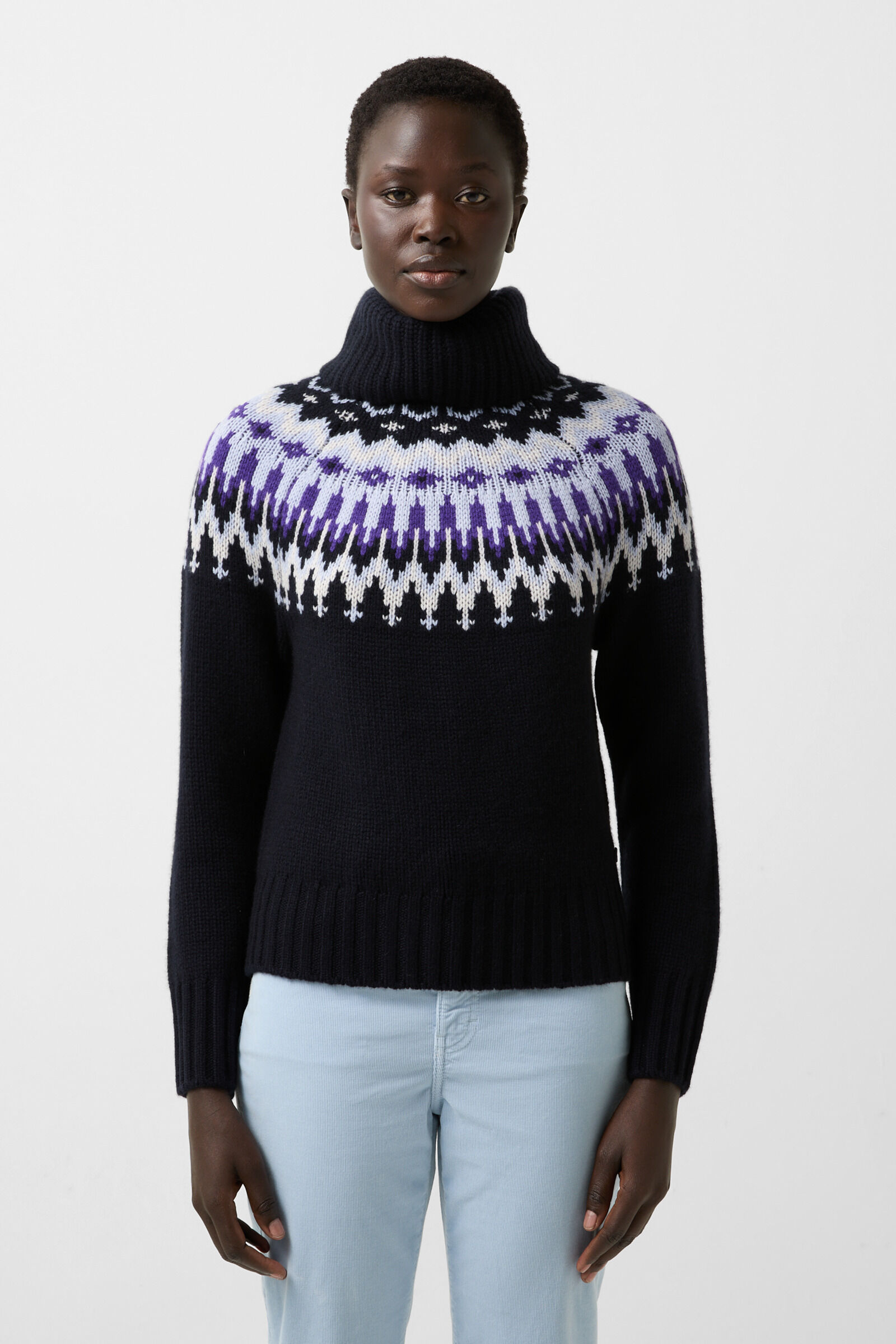 Norwegian jumper Ingrid Navy blue/off-white/purple