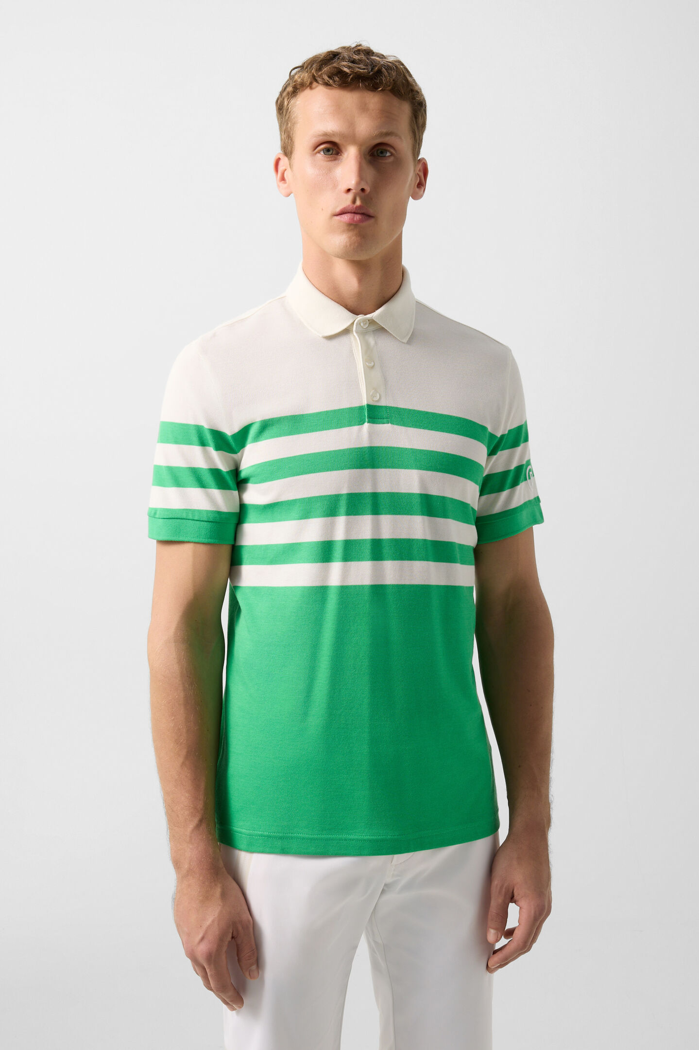 Funktions-Polo-Shirt Antonio Gr&uuml;n/Off-White