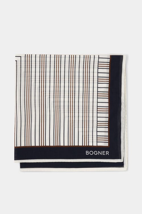 Baumwoll-Tuch Misuri Off-White/Navy-Blau