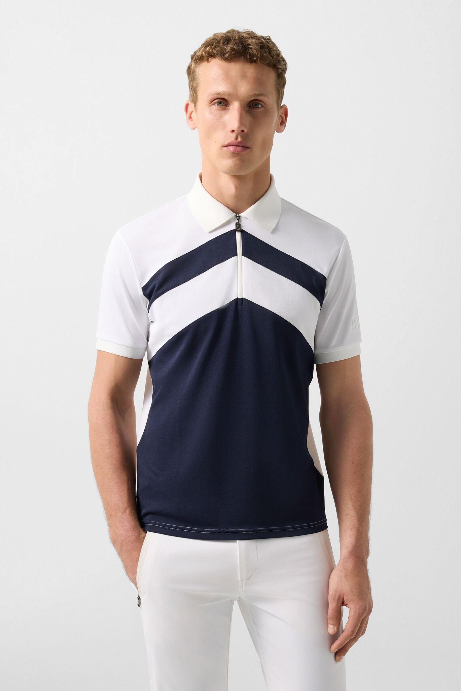 Funktions-Polo-Shirt Cuno Navy-Blau/Wei&szlig;