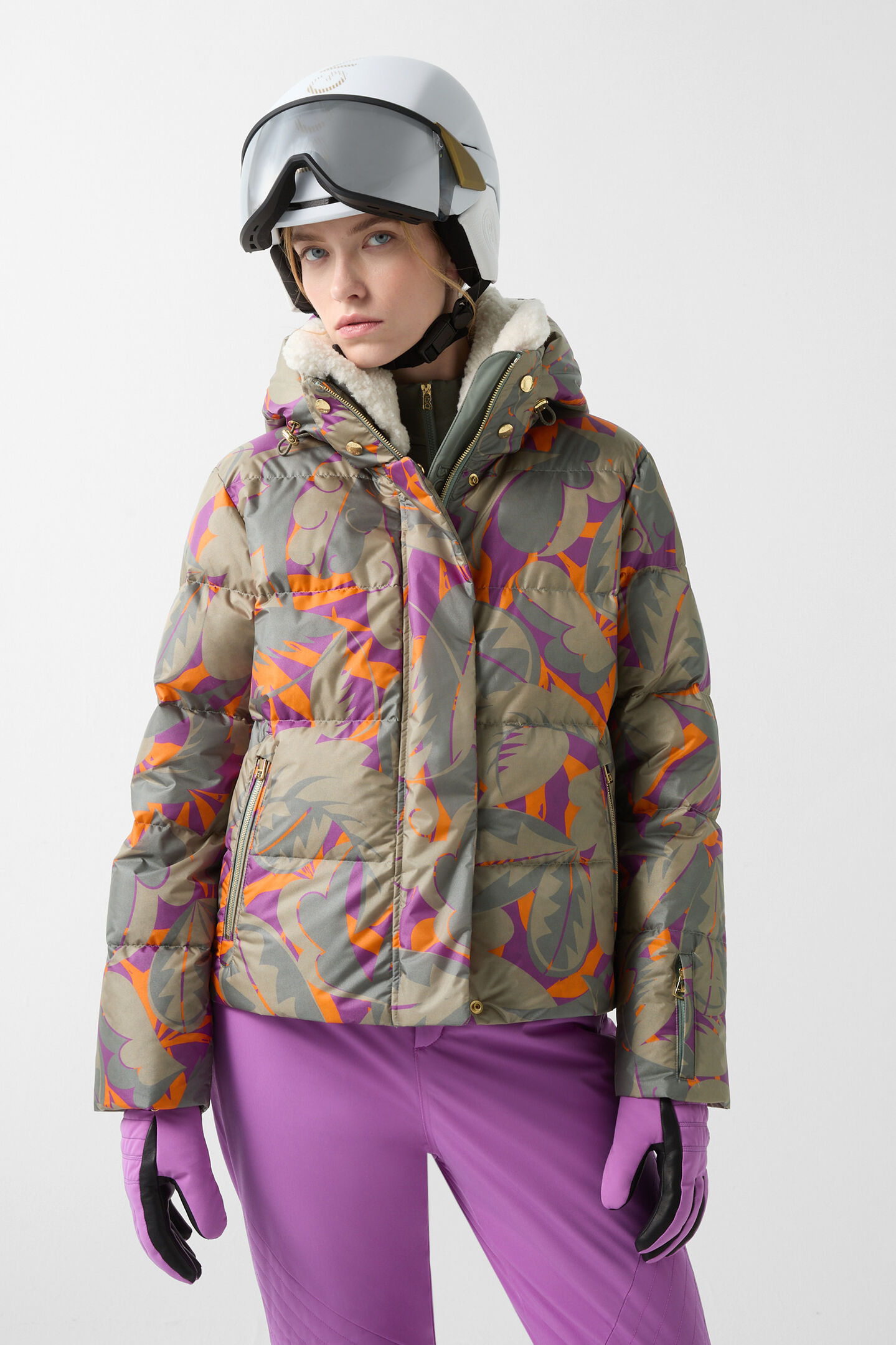 Doudoune de ski Maja Vert olive/violet/orange