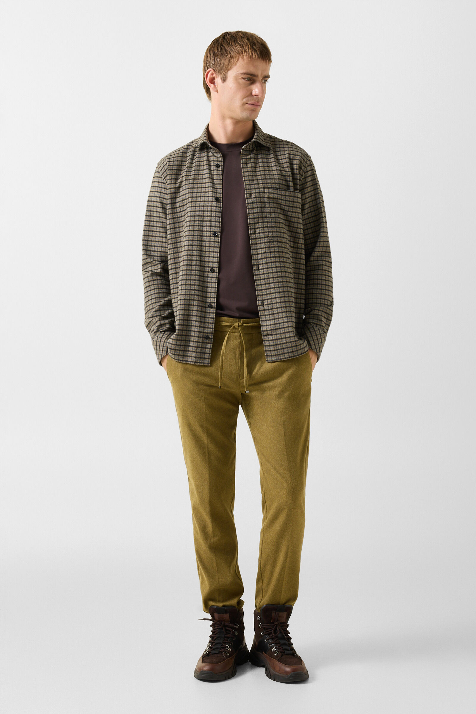 Riley Business wool mix trousers Olive