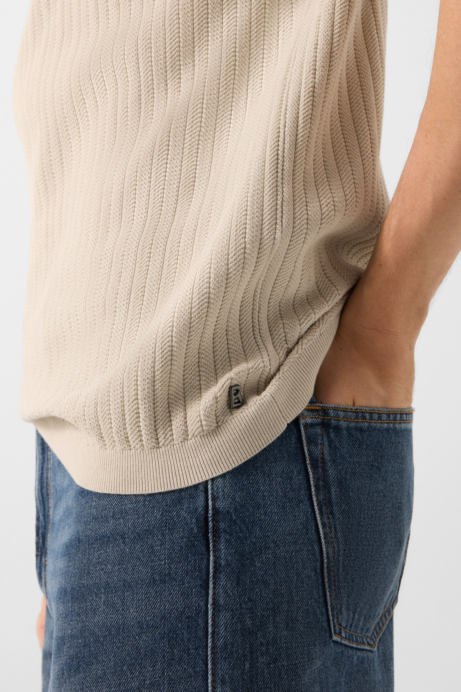 Strick-Polo-Shirt Tobias Sand