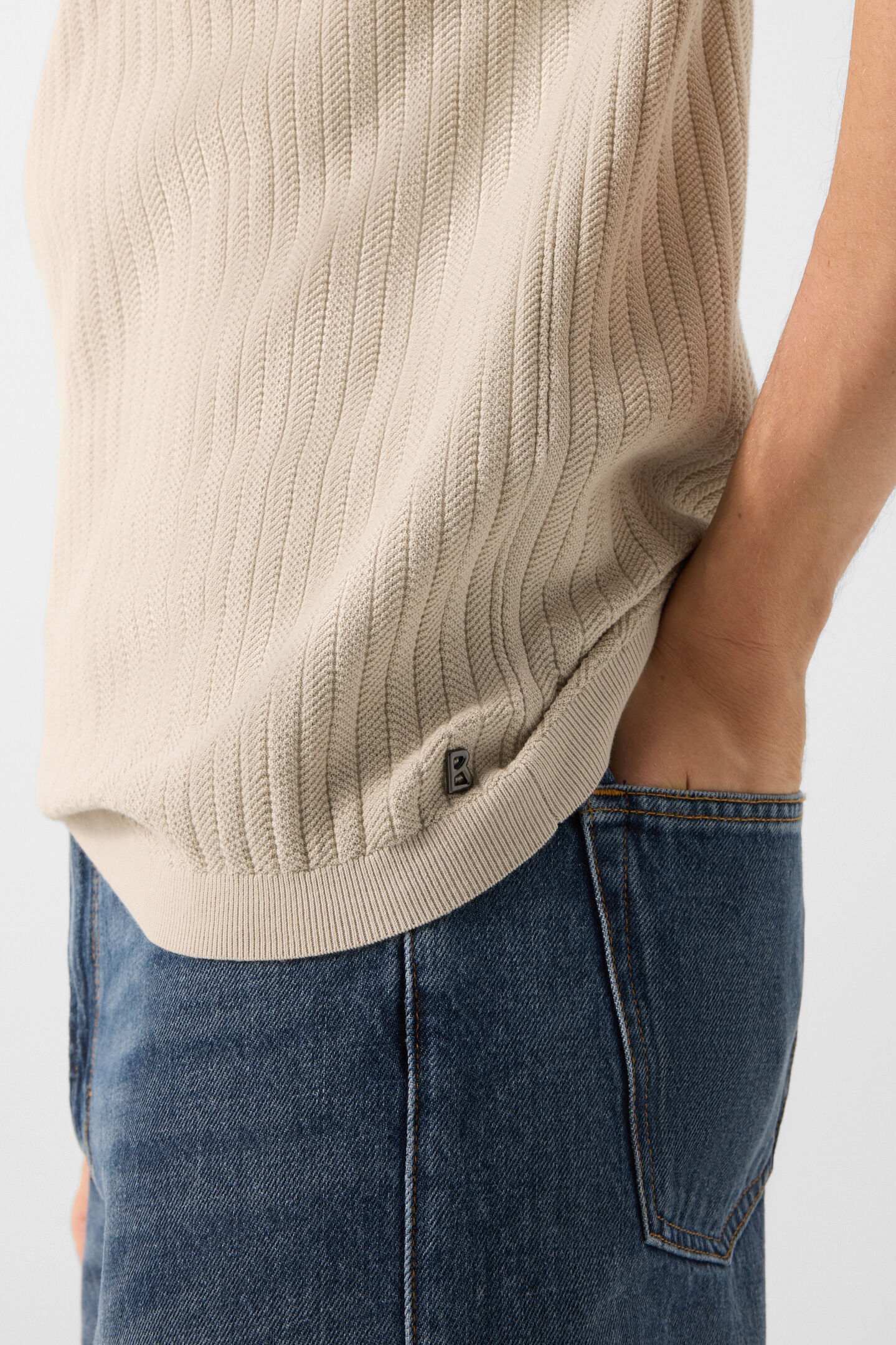 Strick-Polo-Shirt Tobias Sand