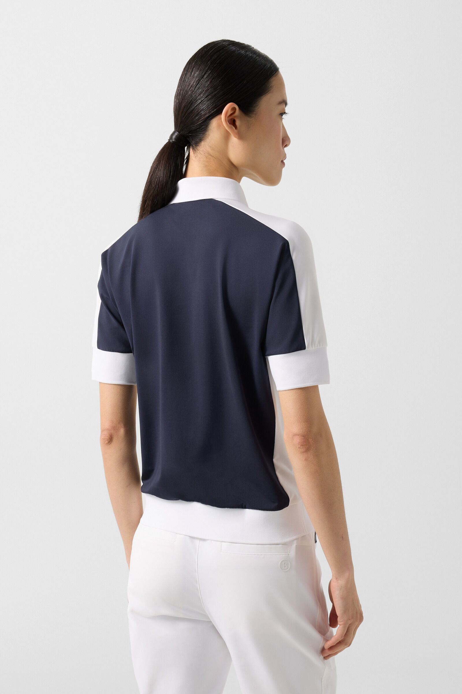 Arabell functional short-sleeved top Navy blue/white