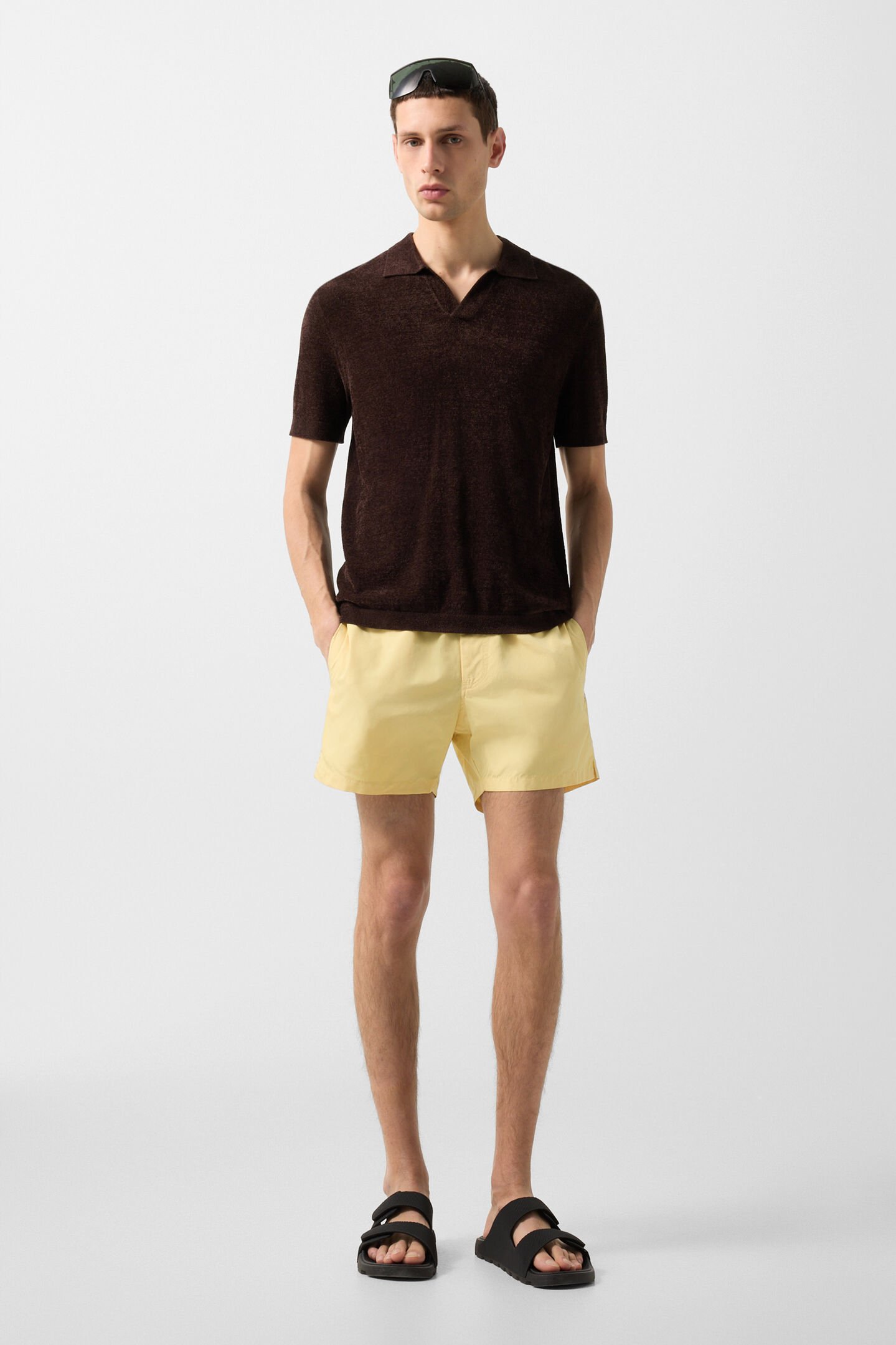Finn knitted polo shirt Dark brown