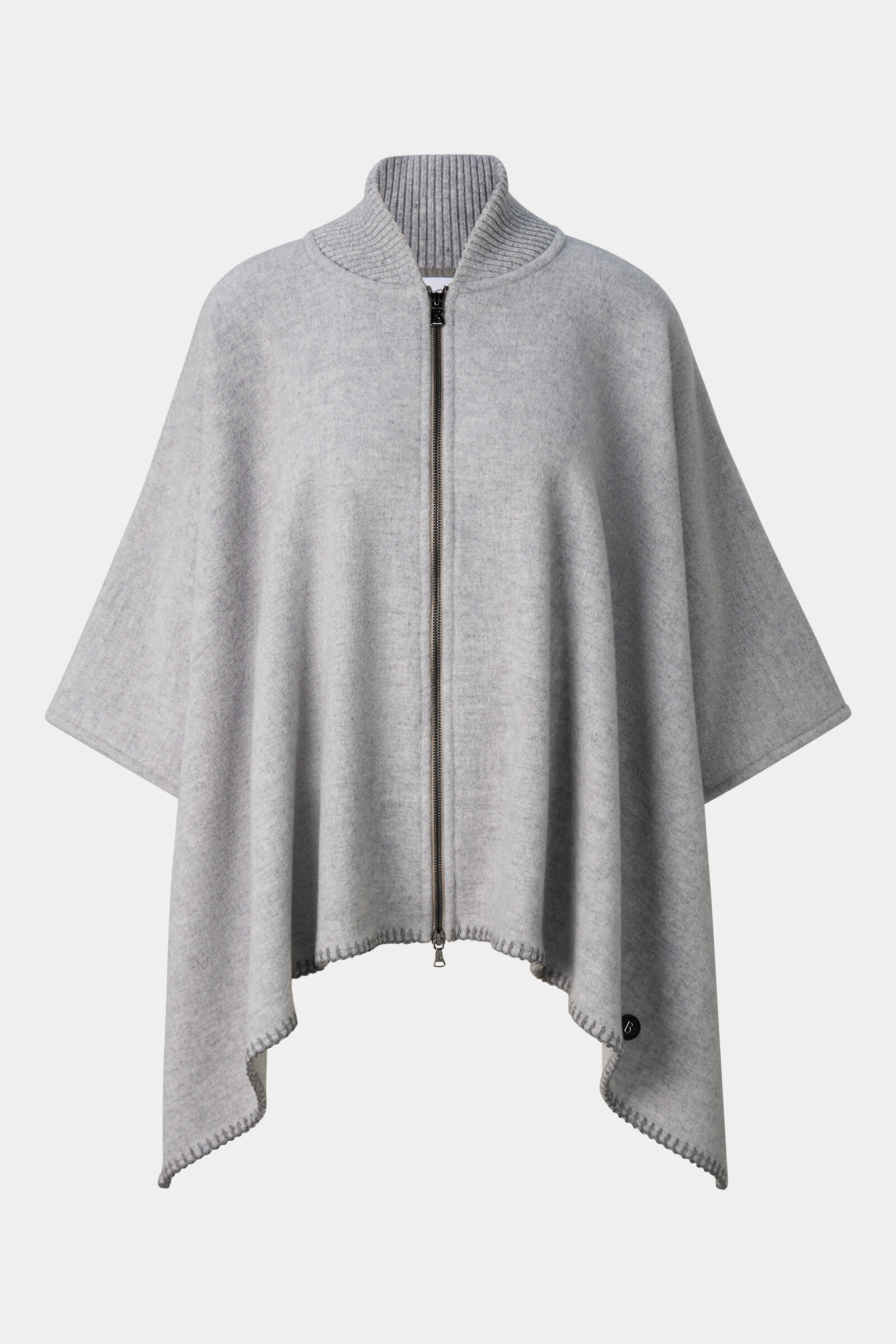 Poncho Nellie en m&eacute;lange de laine Gris clair