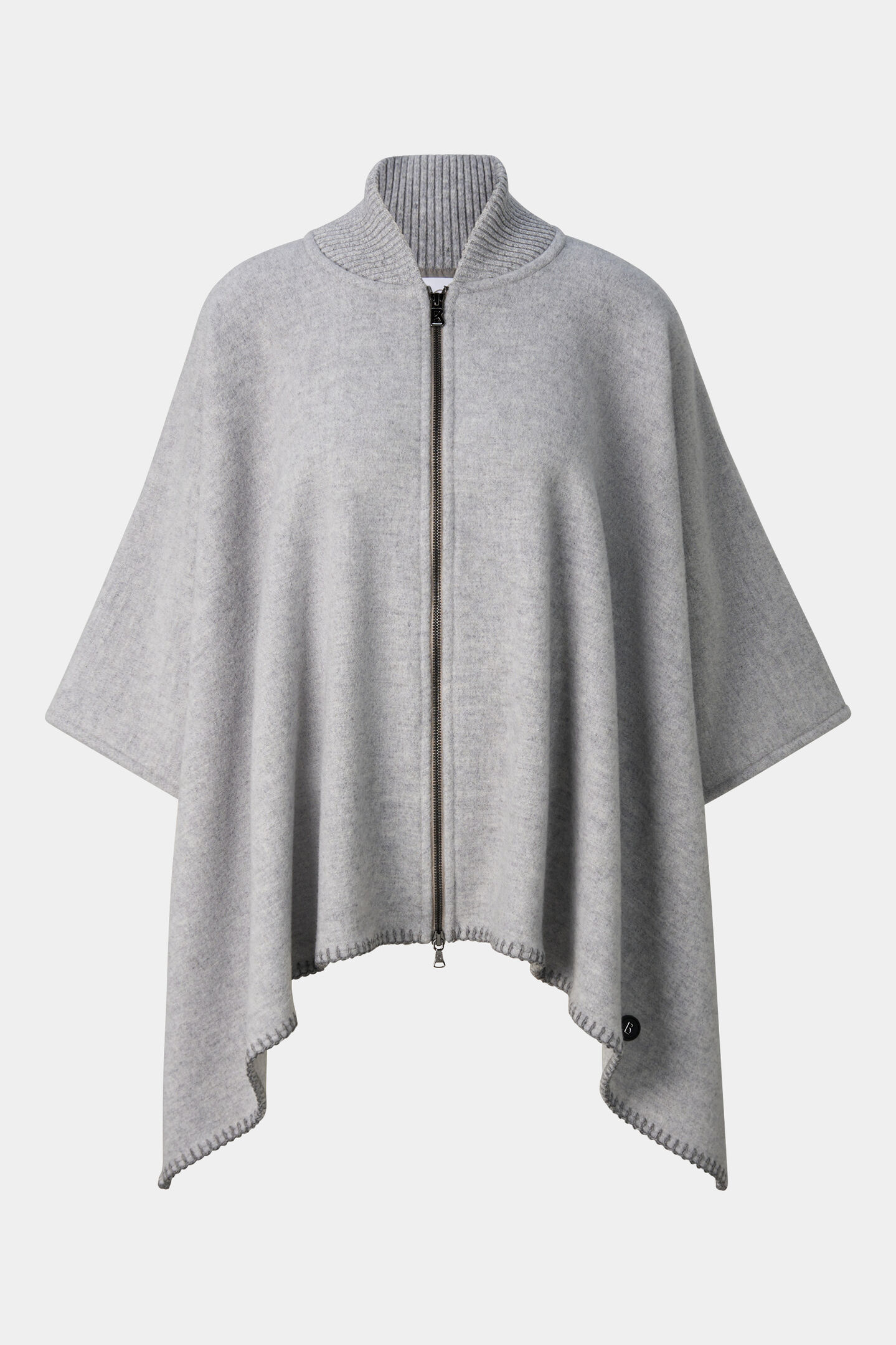 Poncho Nellie en m&eacute;lange de laine Gris clair