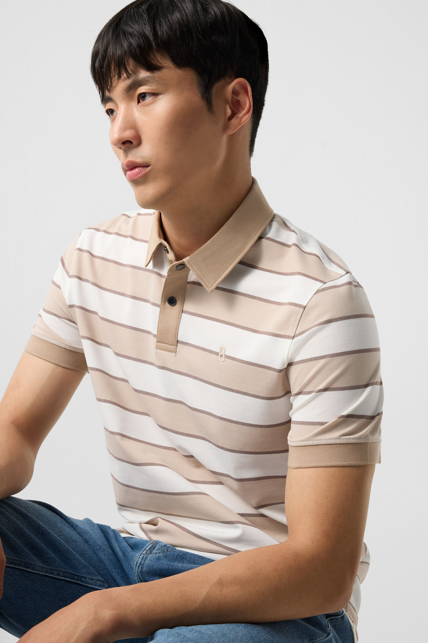 Timo piqu&eacute; polo shirt Beige/Off-White