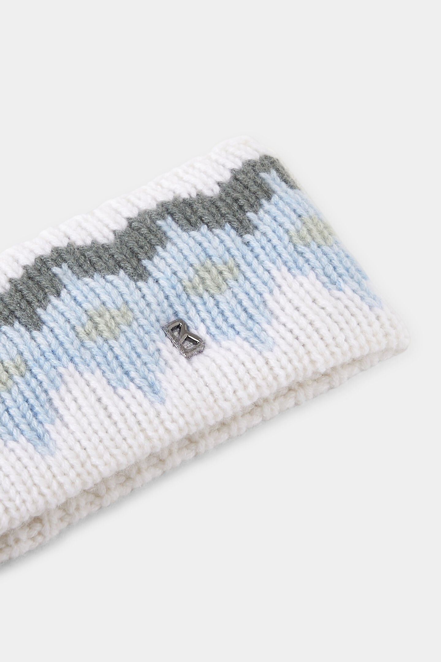 Kaschmir-Stirnband Loca Hellblau/Off-White