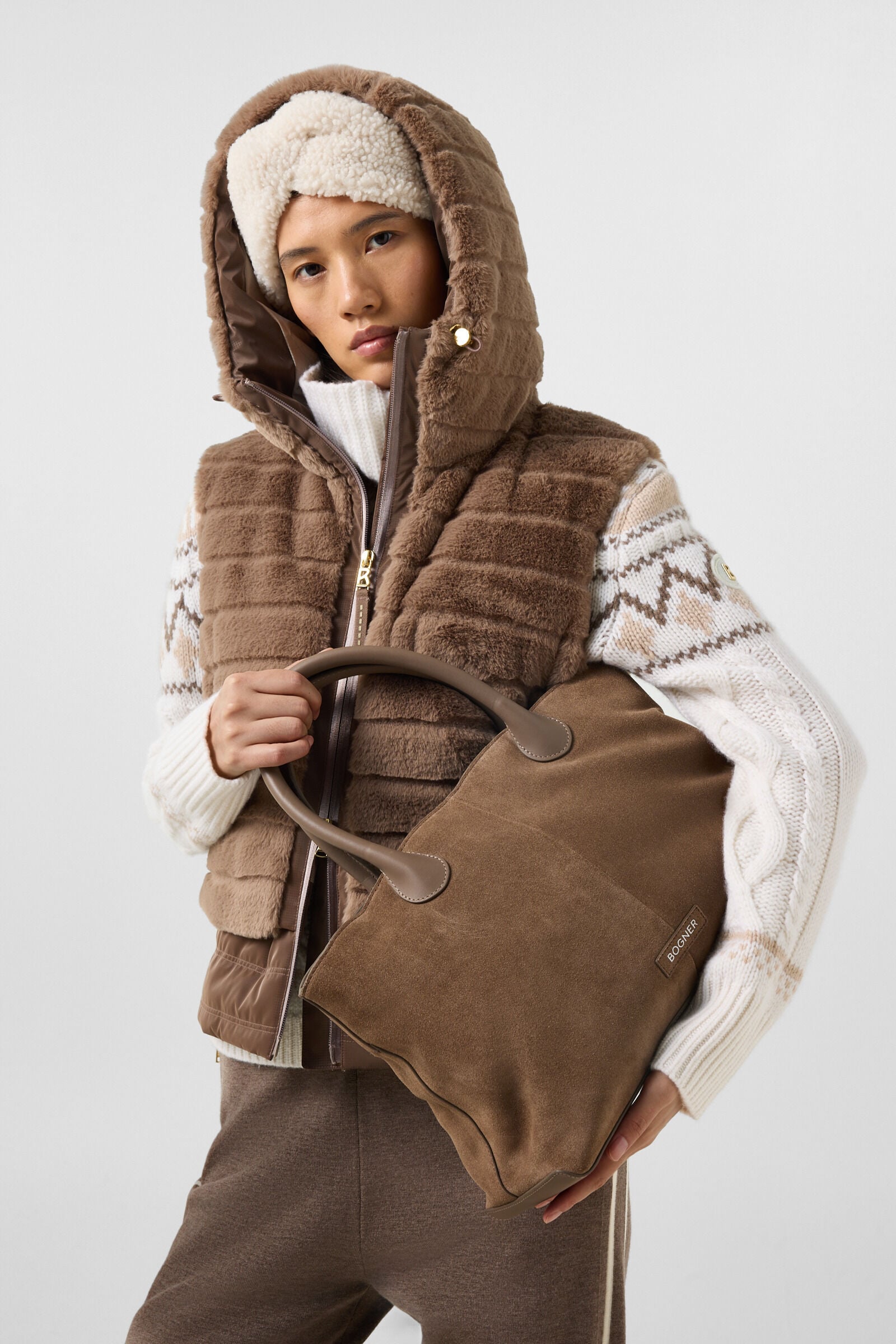 Manda Faux Fur Down Vest Hazel