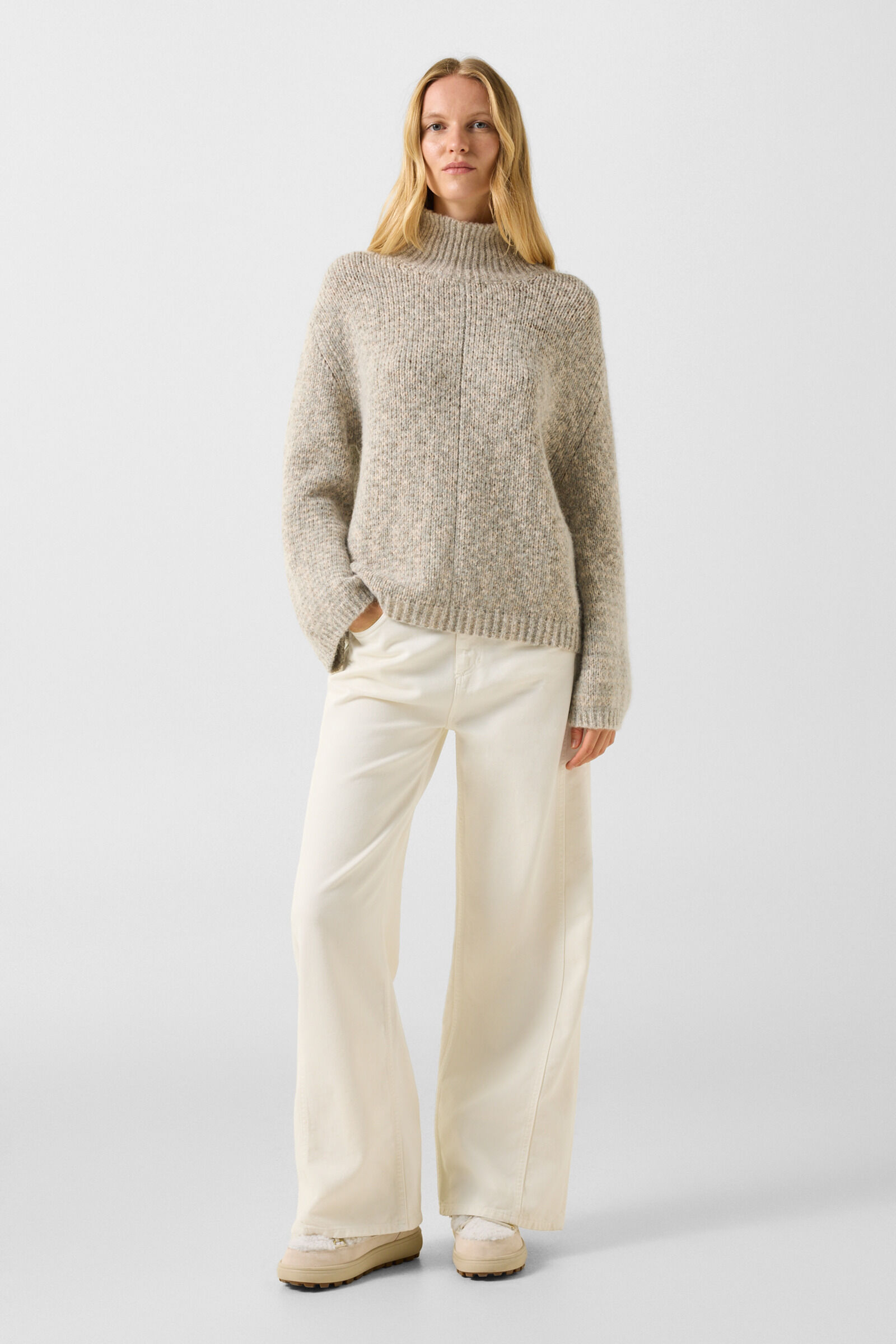 Alpaka-Mix-Pullover Svoni Beige/Grau