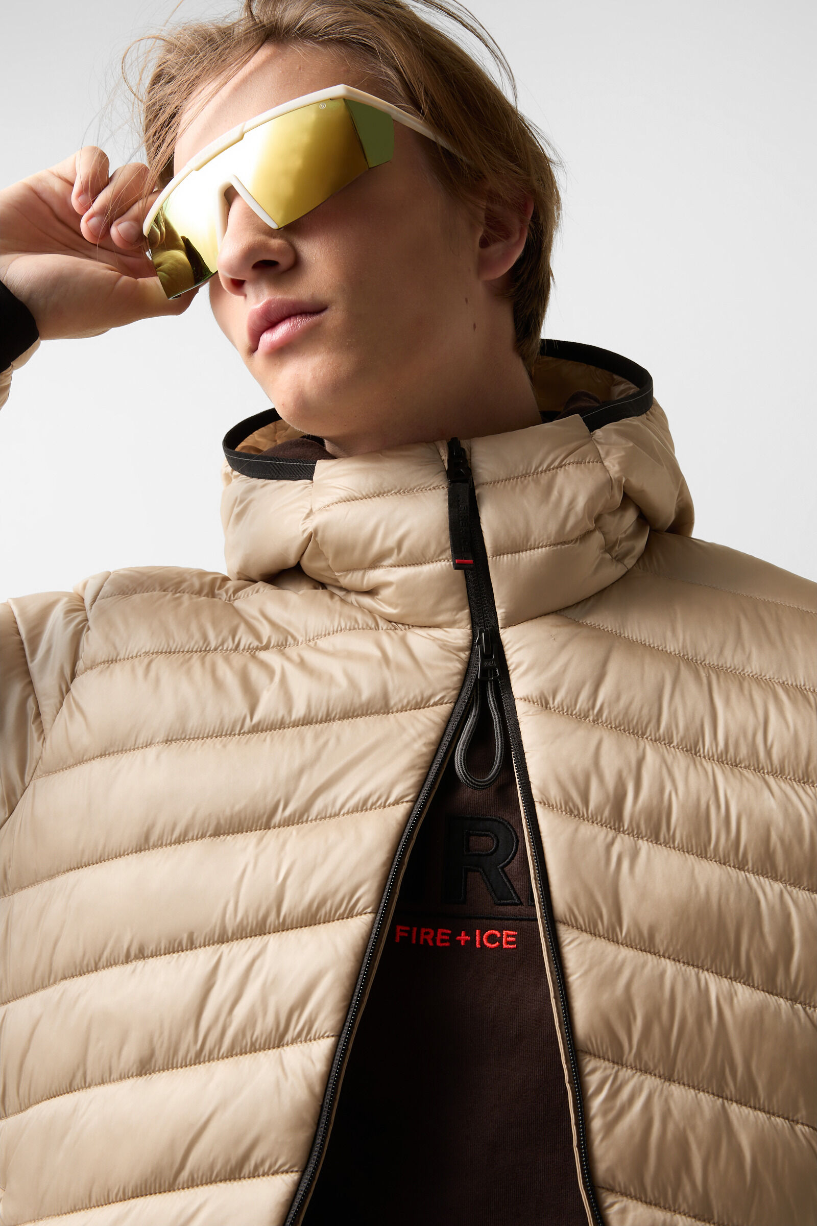 Elvis quilted jacket Beige/black