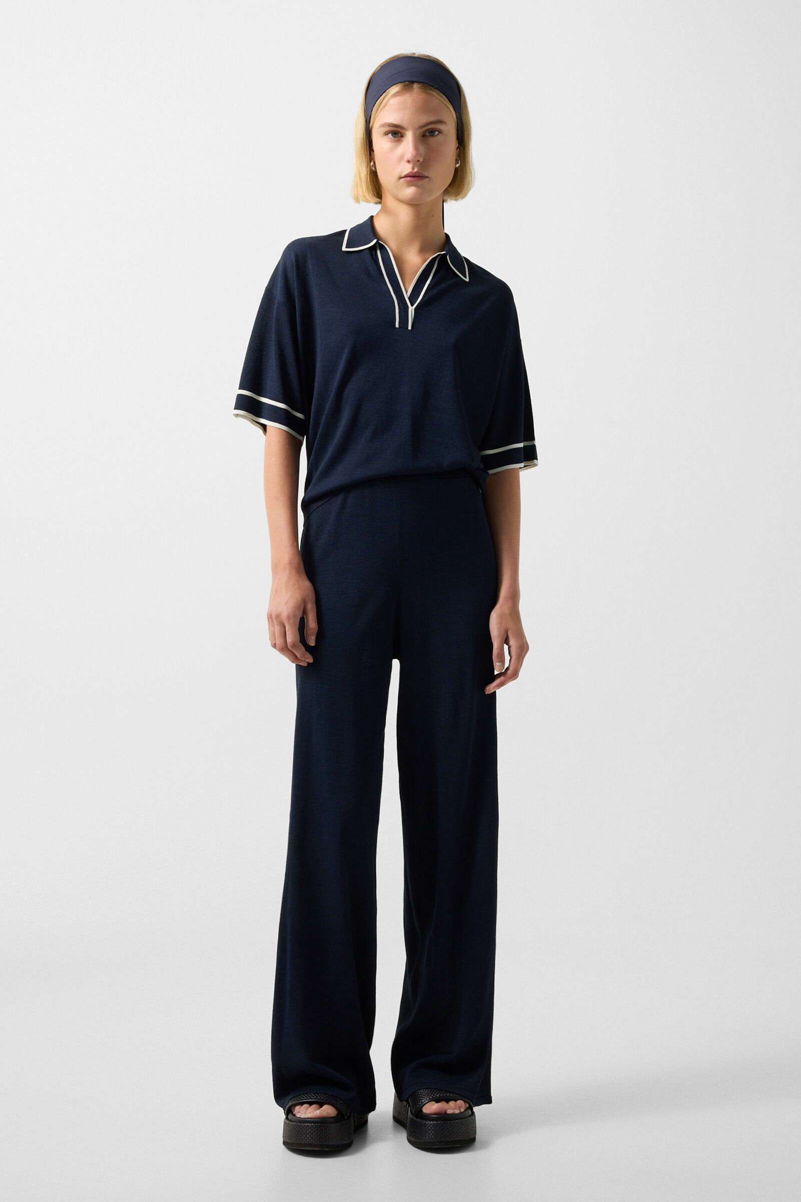 Pantalon en tricot Paula Bleu marine