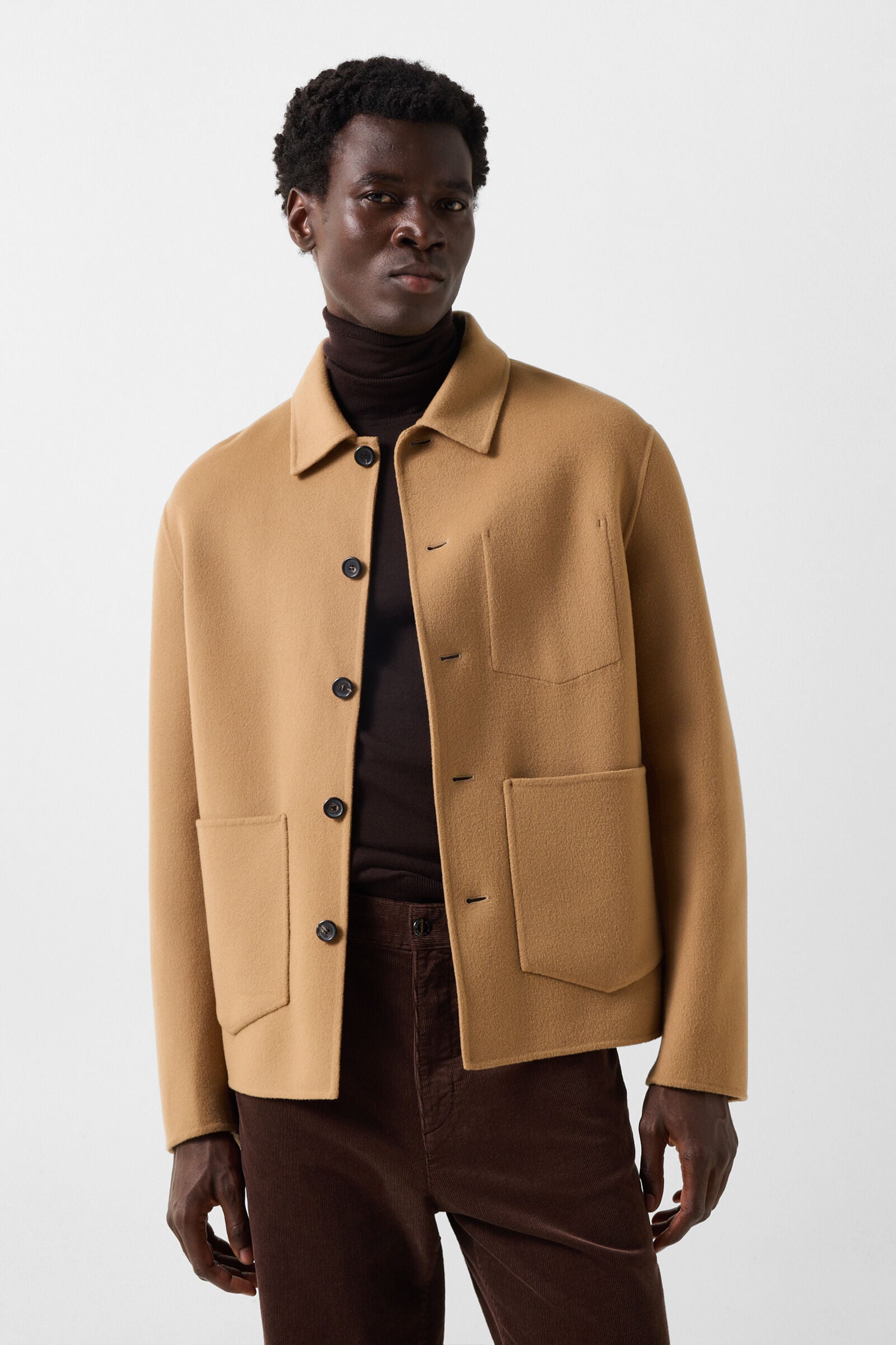 Mirco double-faced woollen shirt jacket Camel