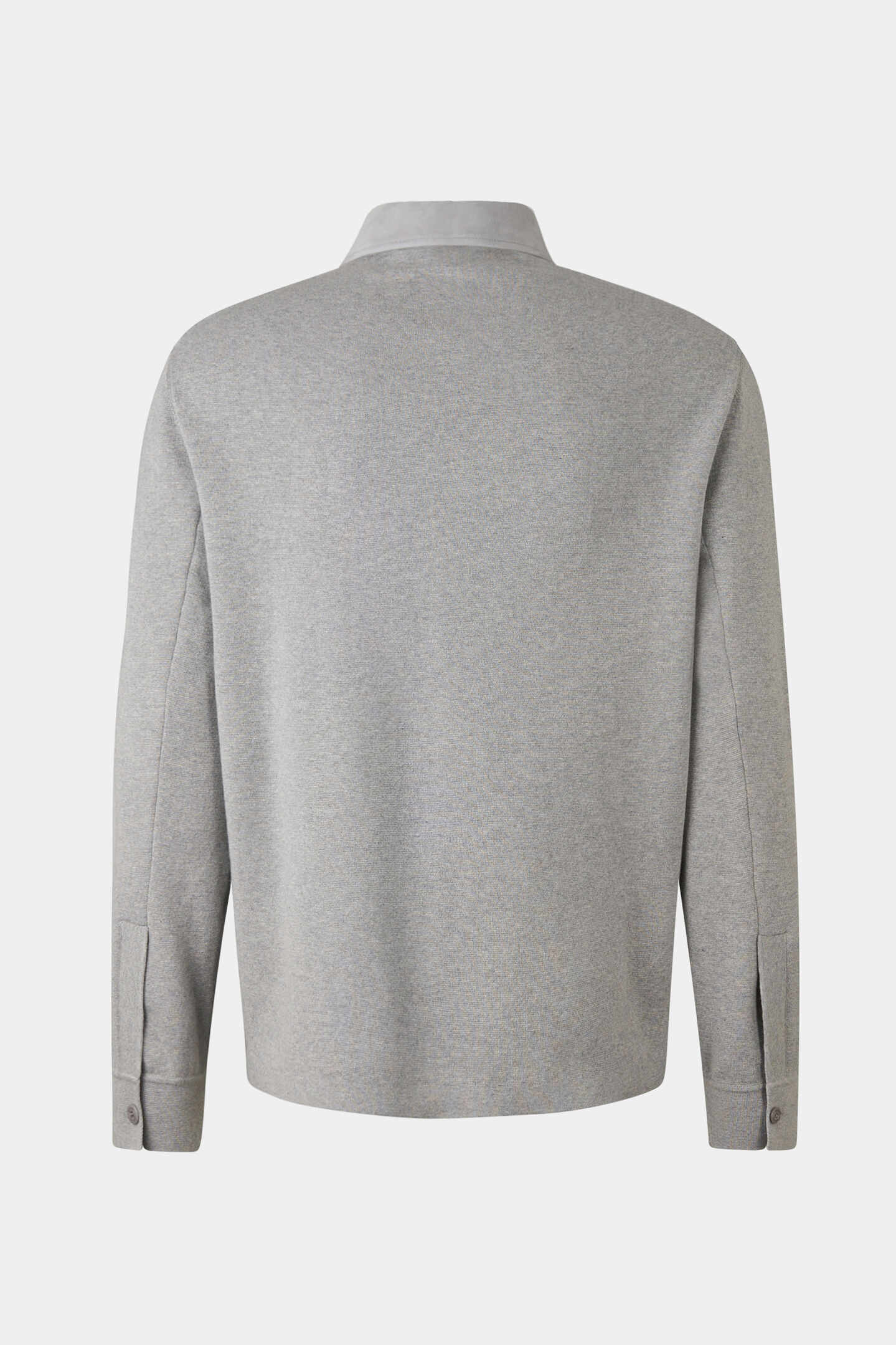 Veloursleder-Strick-Overshirt Henno Hellgrau
