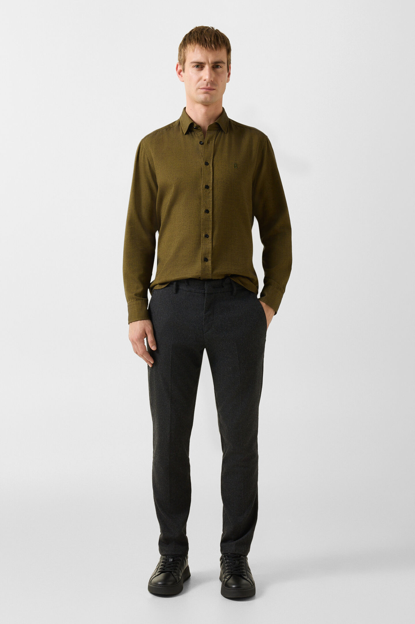 Pantalon Riley Business en m&eacute;lange de laine anthracite