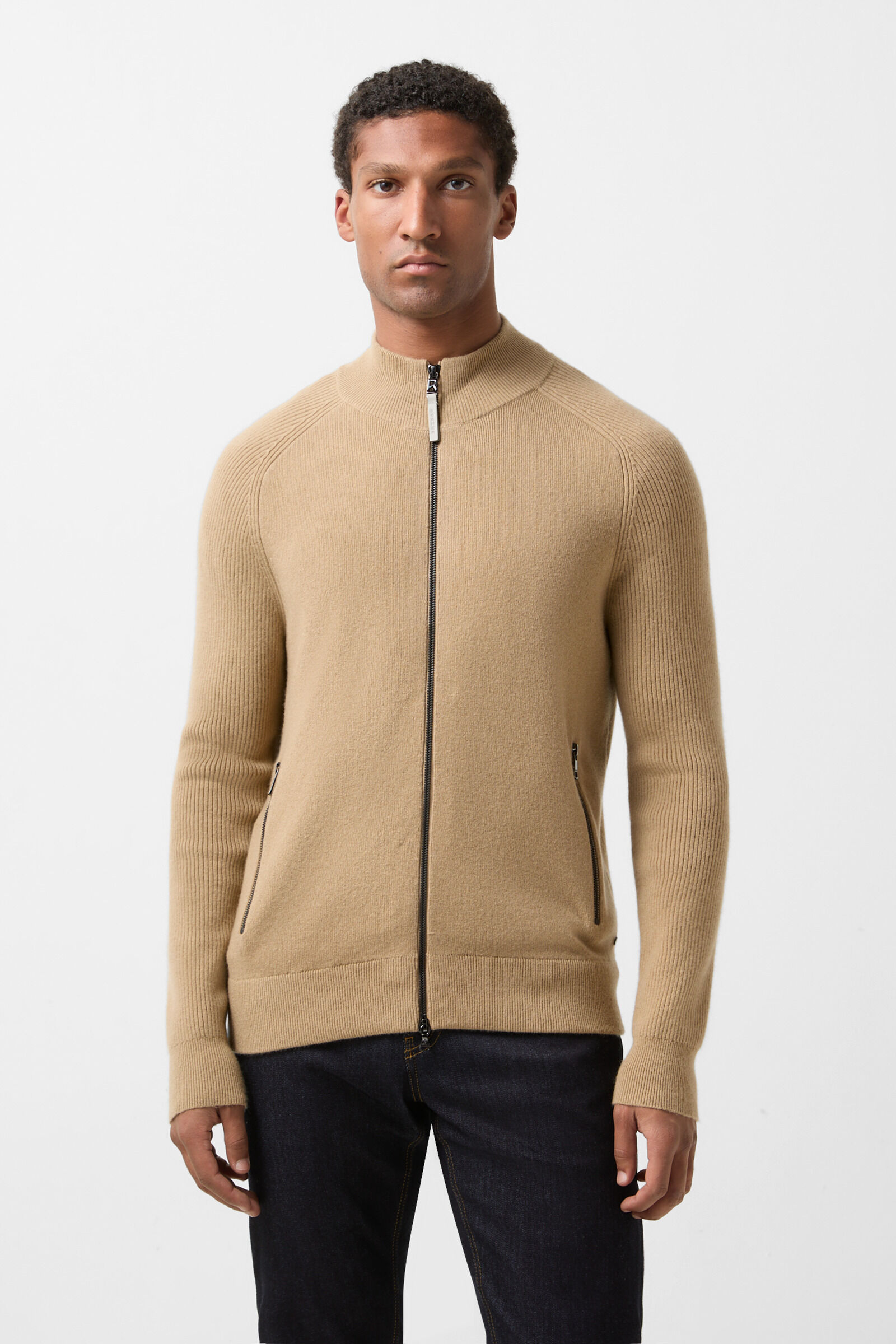 Dexter gebreid vest Kameel