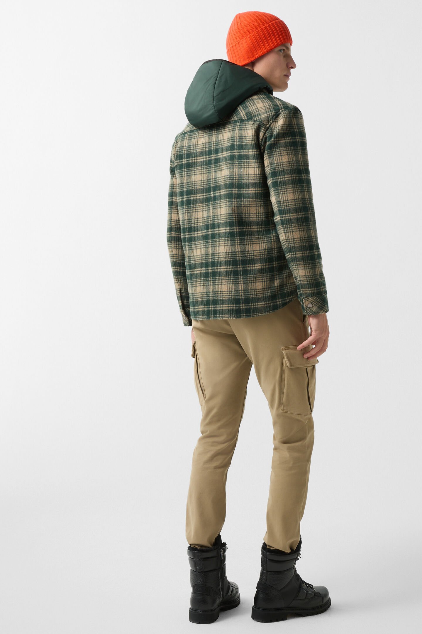 Flannel overshirt Larry Dark green/beige