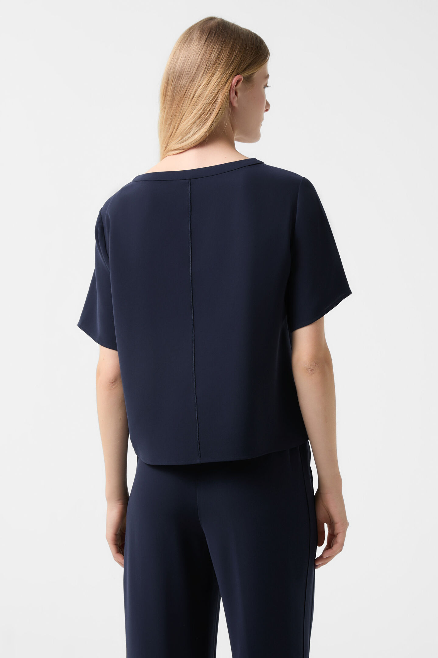 Crêpe-Shirt Scarlet Navy-Blau