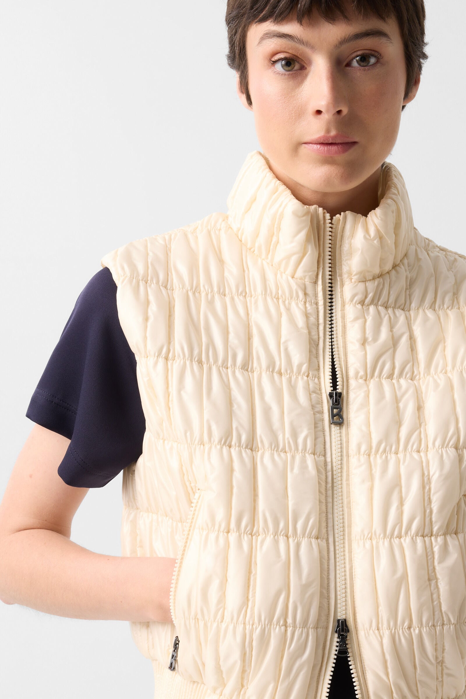 Sally quilted waistcoat Cream