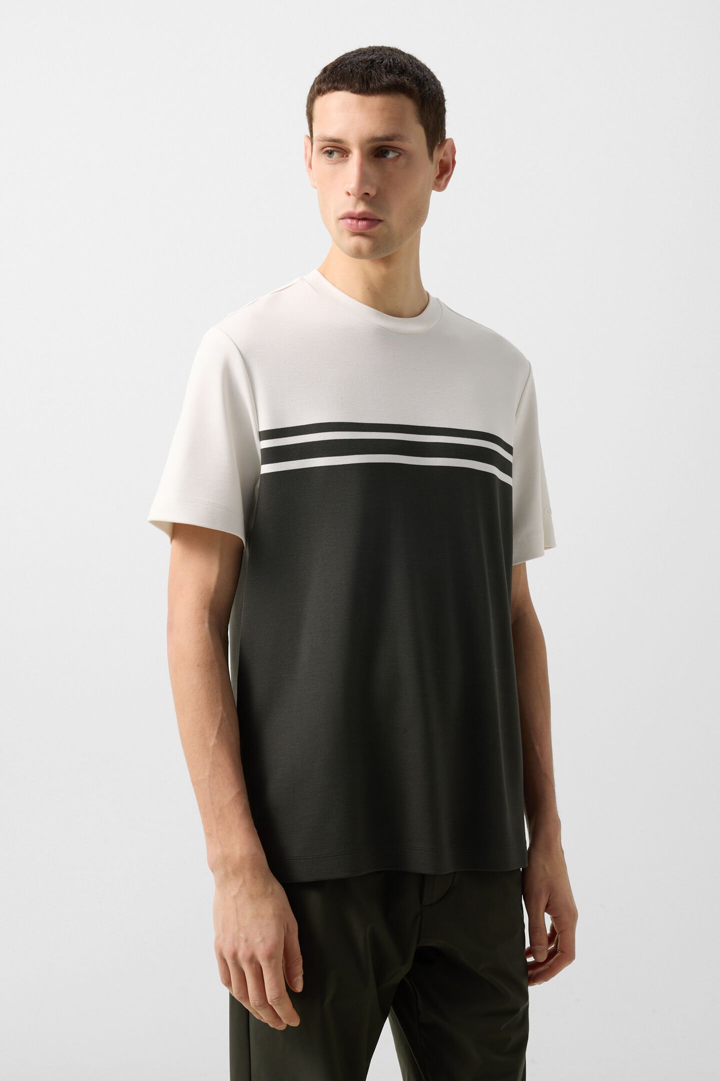 T-shirt Pete Olive green/cream