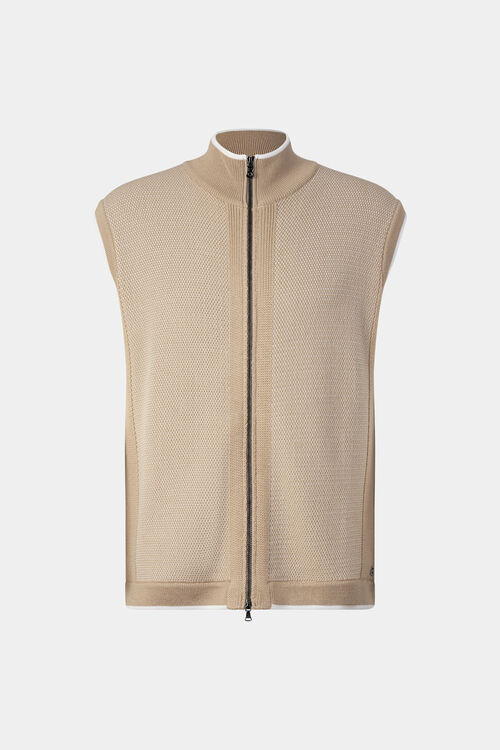 Strickweste Enzo Beige/Wei&szlig;