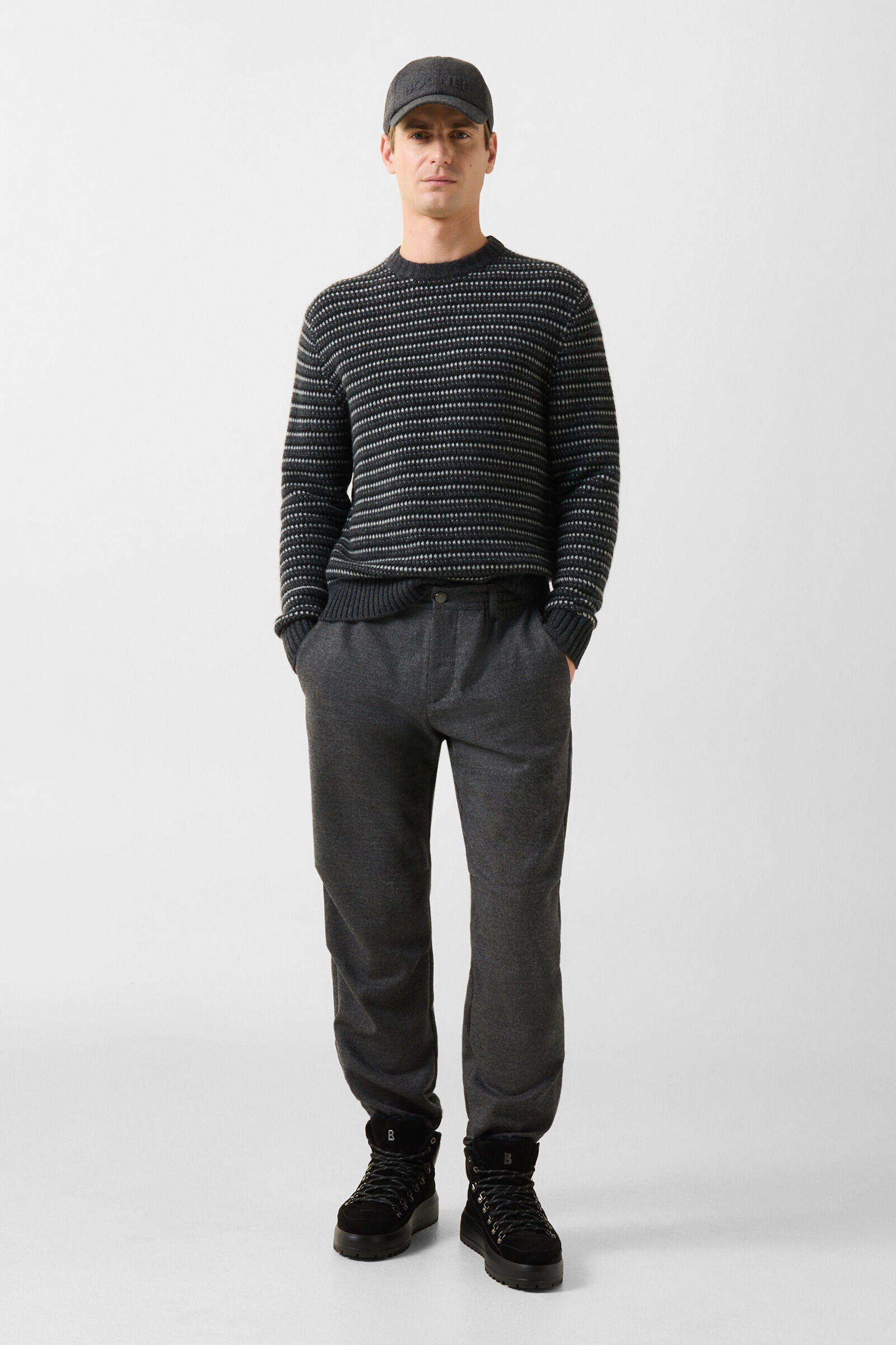 Apollo Cashmere Sweater Anthracite/Light Gray
