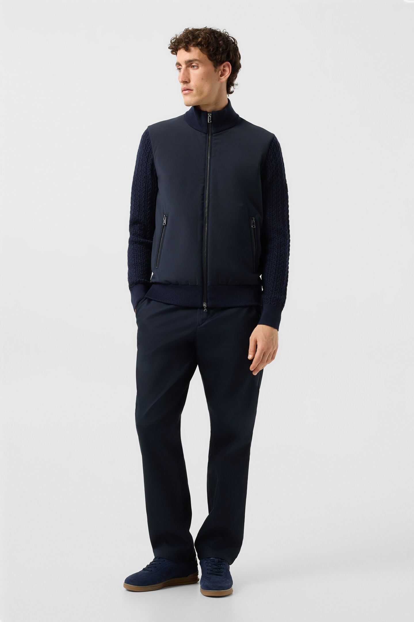 Zisco hybrid wool knit jacket Navy blue