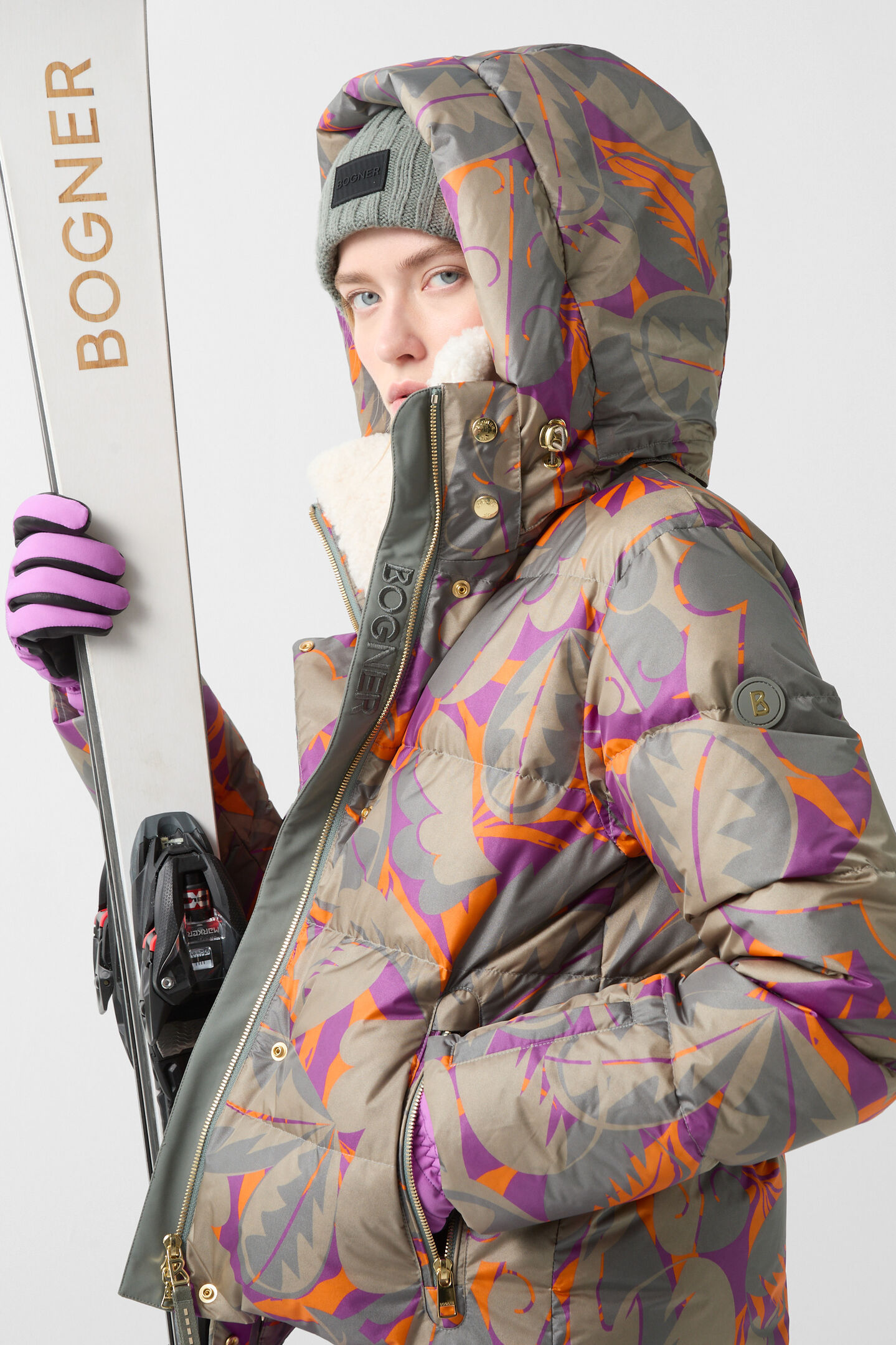 Doudoune de ski Maja Vert olive/violet/orange