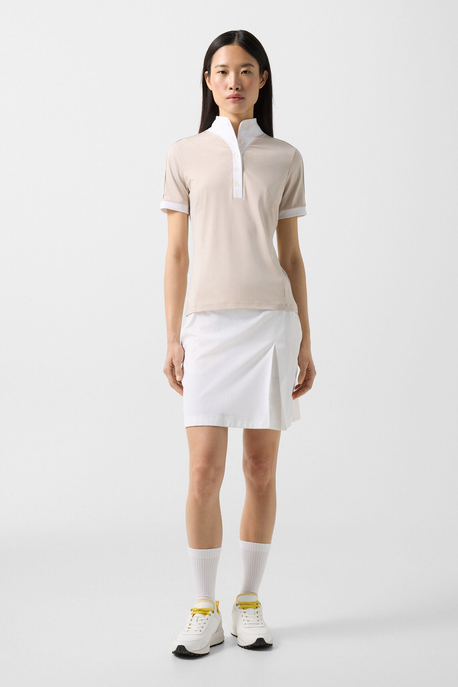 Katrina functional short-sleeved top Sand/white