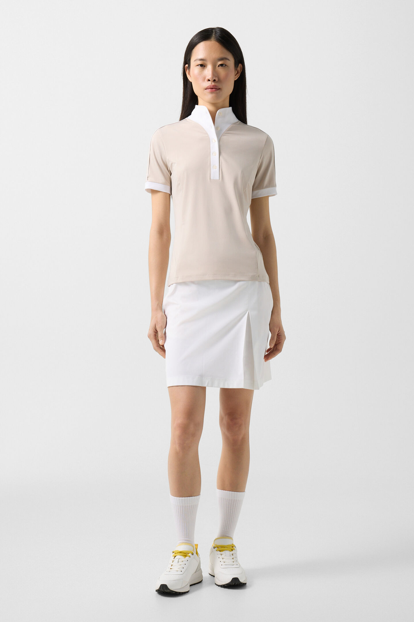 Katrina functional short-sleeved top Sand/white