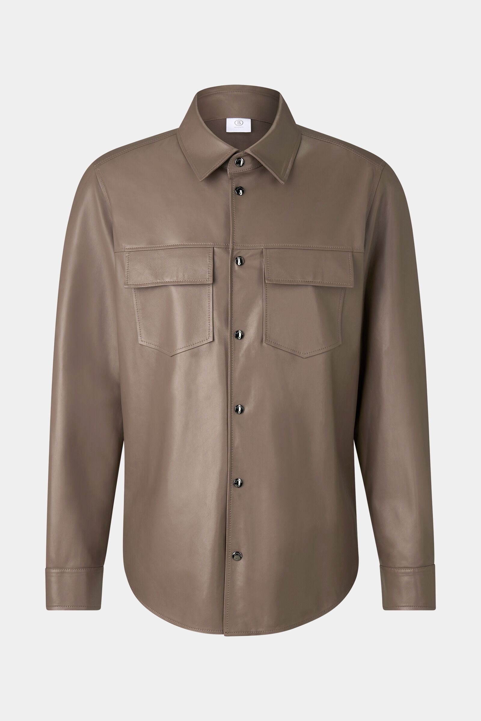 Leather overshirt Olli Mud