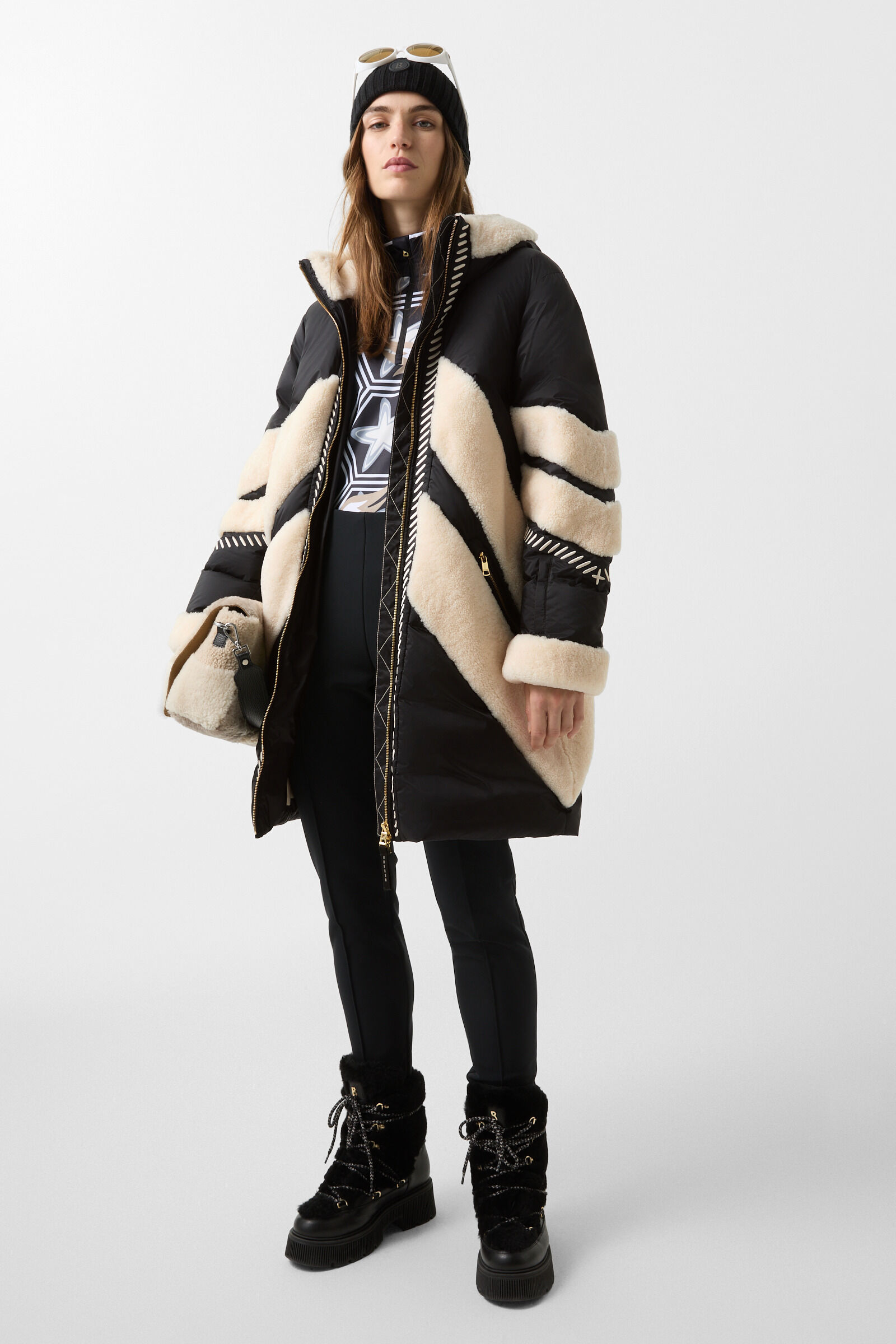 Amila down parka Black/cream