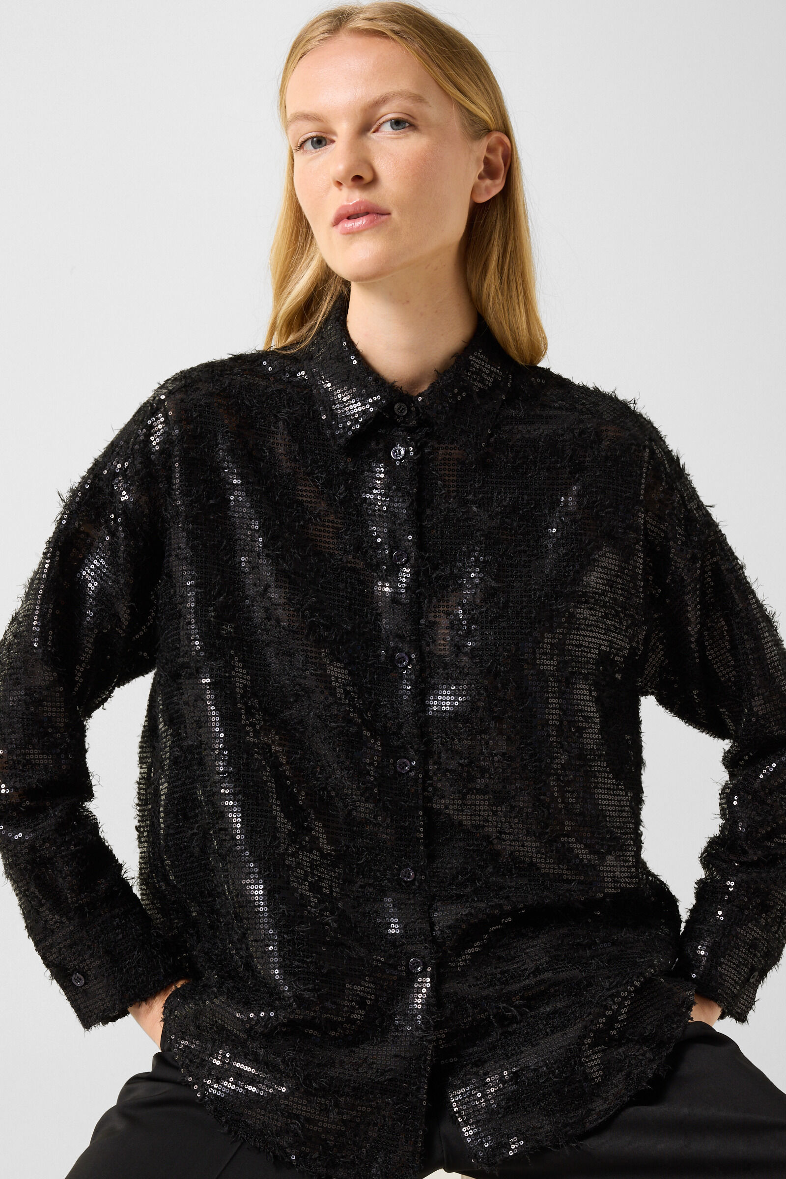 Florence sequinned shirt blouse Black