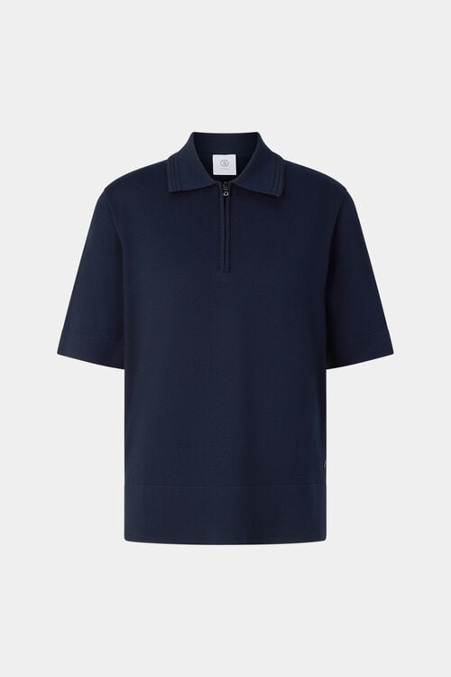 Schurwoll-Polo-Shirt Maureen Navy-Blau