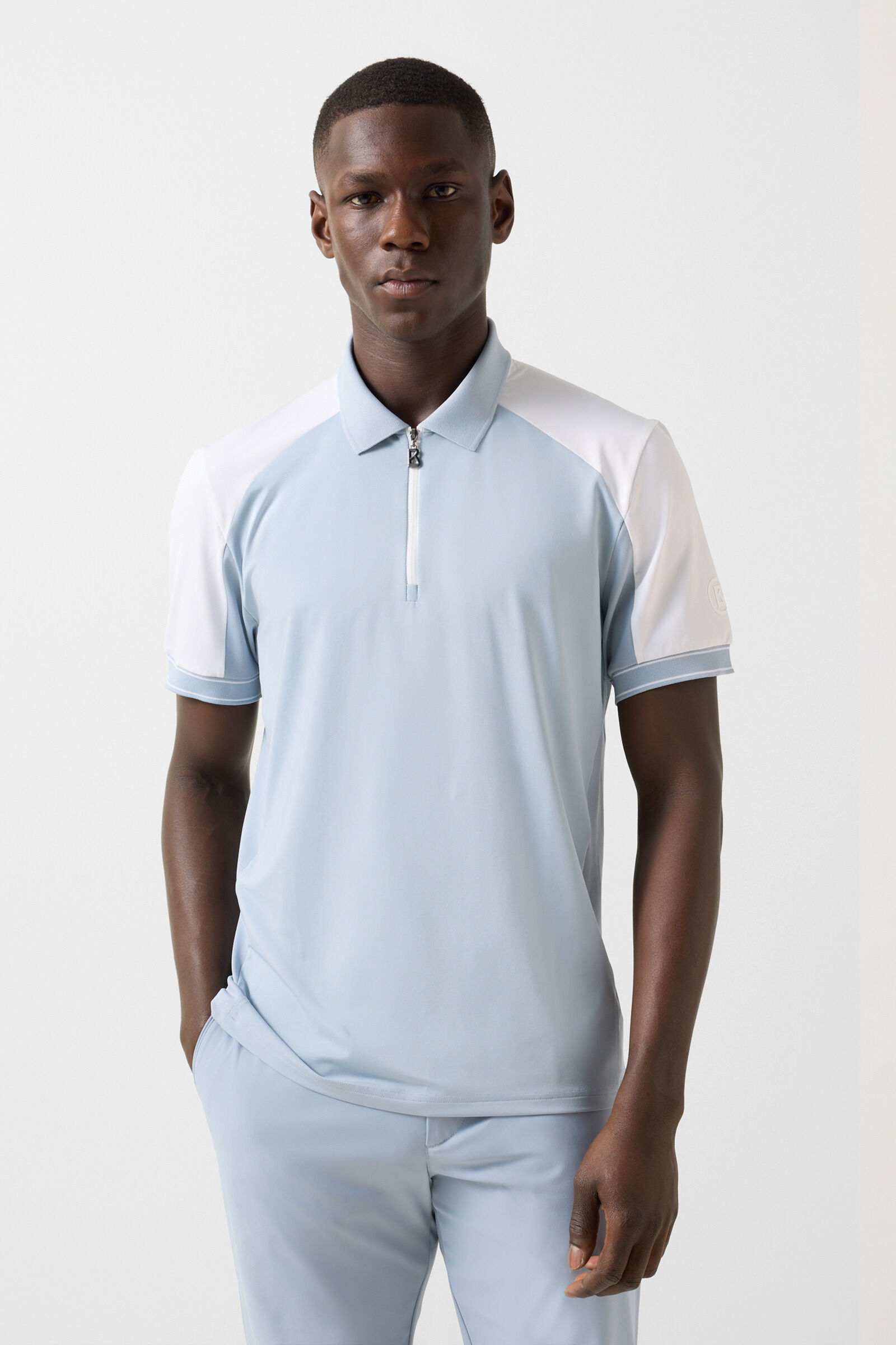 Fabius functional short-sleeved top Misty blue/white