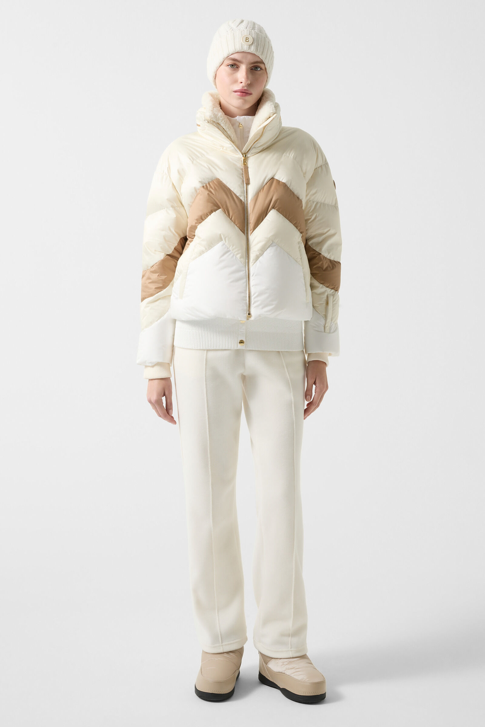 Ski-Daunenjacke Vanja Off-White/Camel