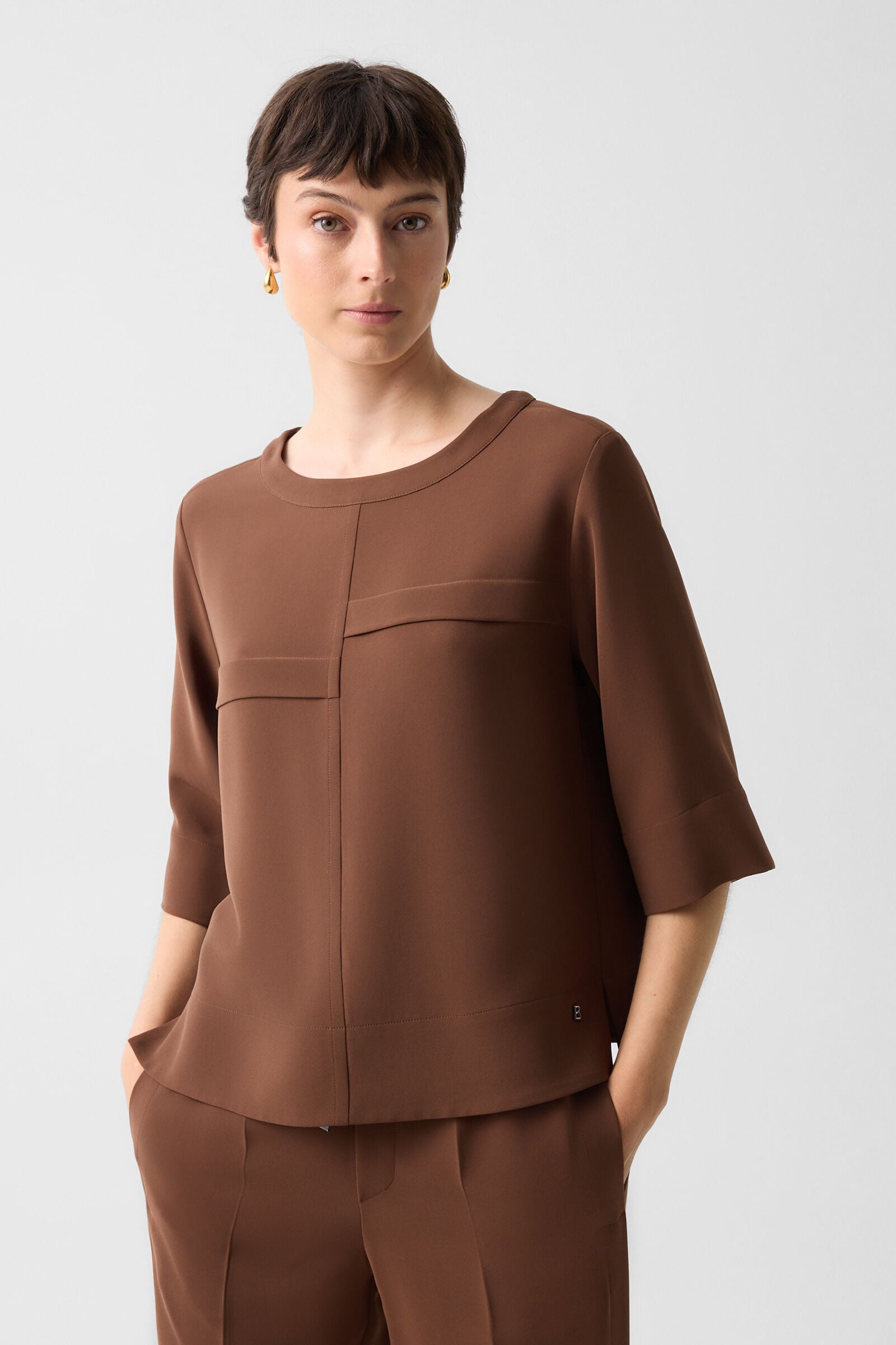 Enrica cr&ecirc;pe shirt Brown