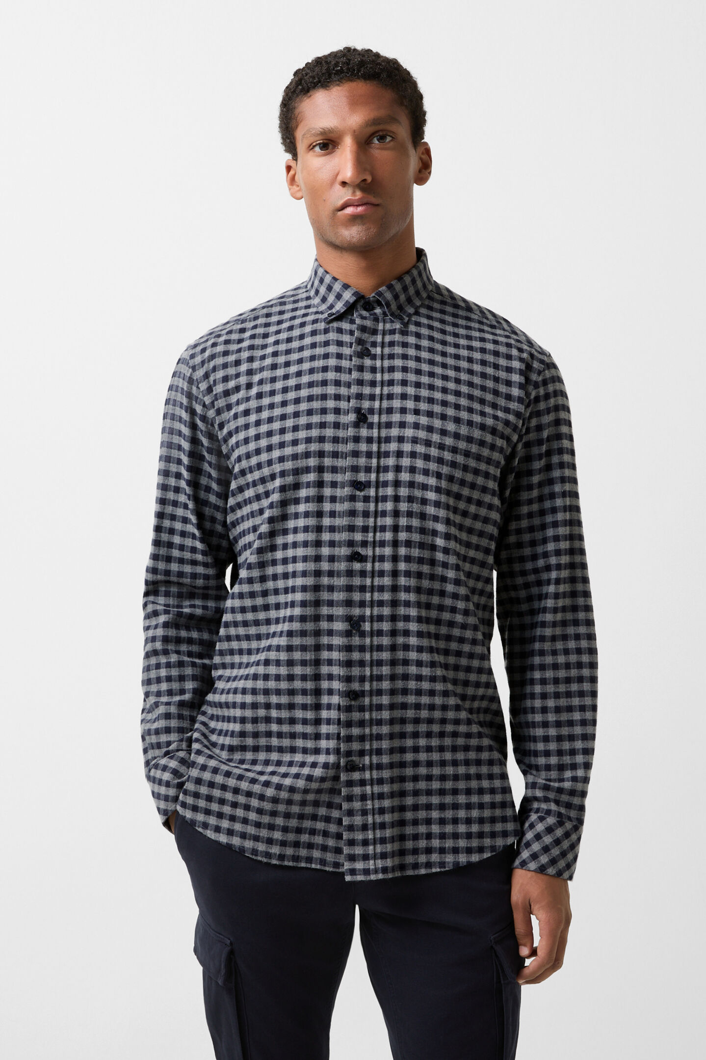 Flanell-Hemd Timt Navy-Blau/Grau