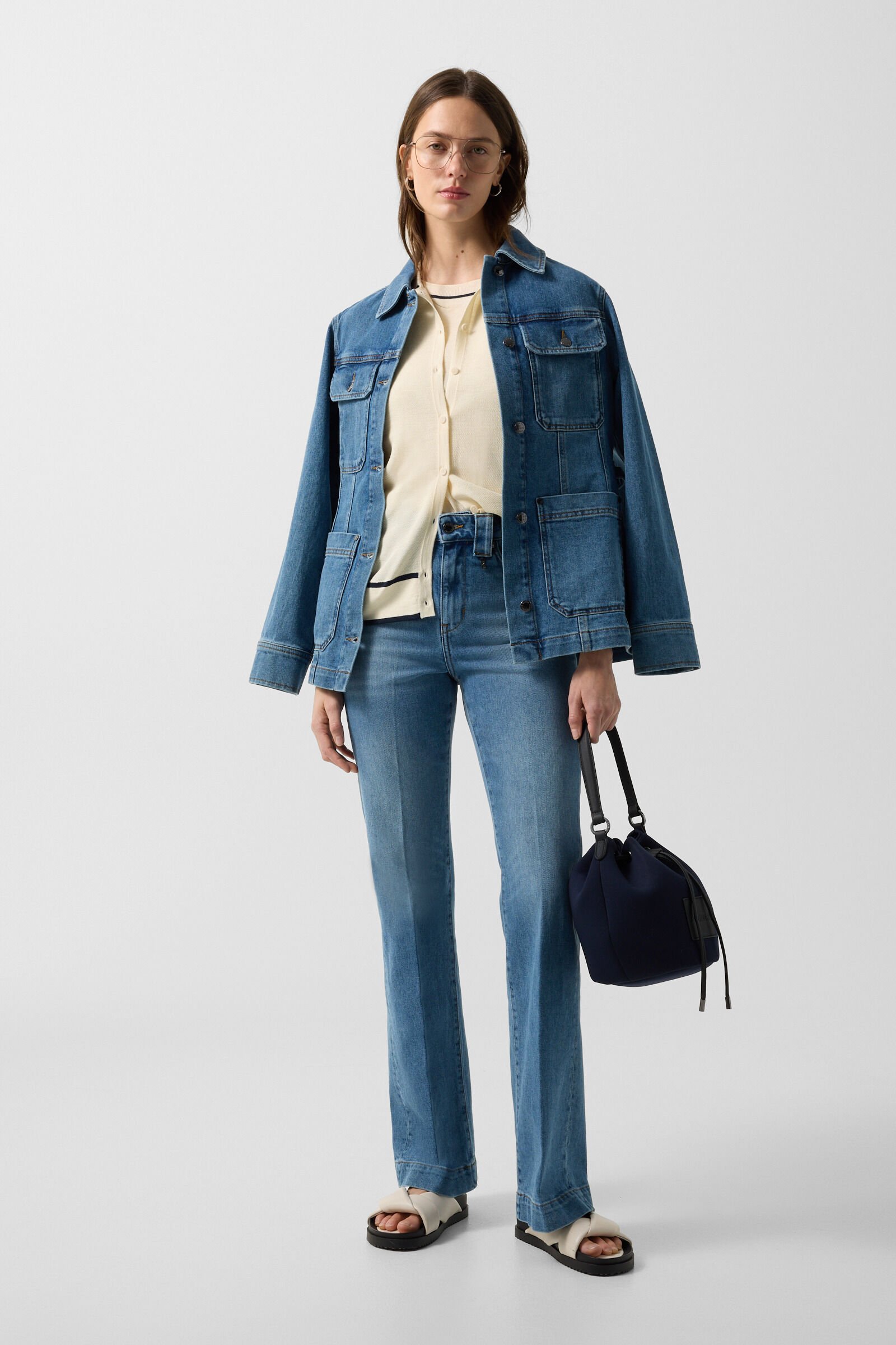 Peaches silk knit jacket Cream