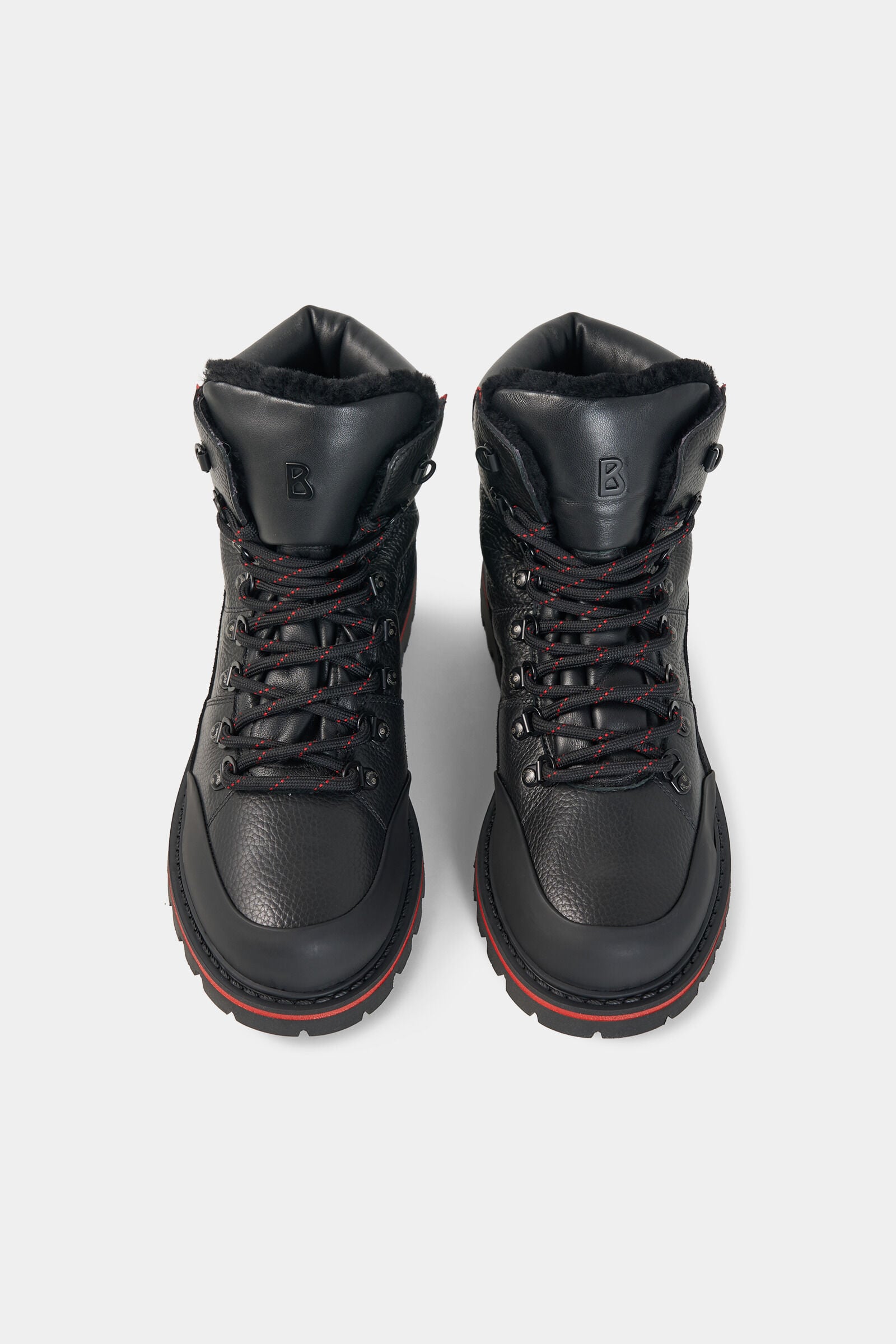 Bottes &agrave; lacets Helsinki avec crampons Noir/Rouge