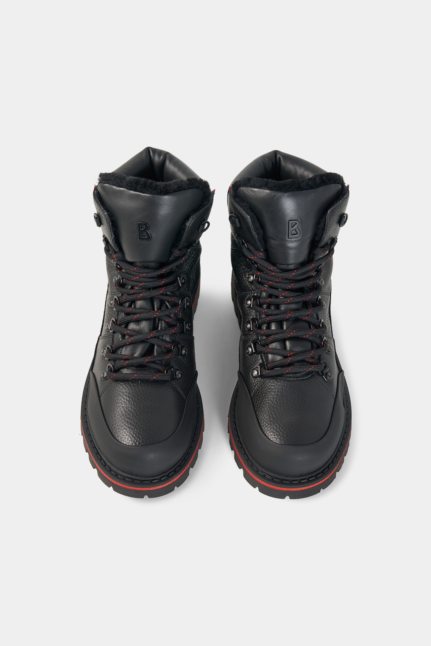 Bottes &agrave; lacets Helsinki avec crampons Noir/Rouge
