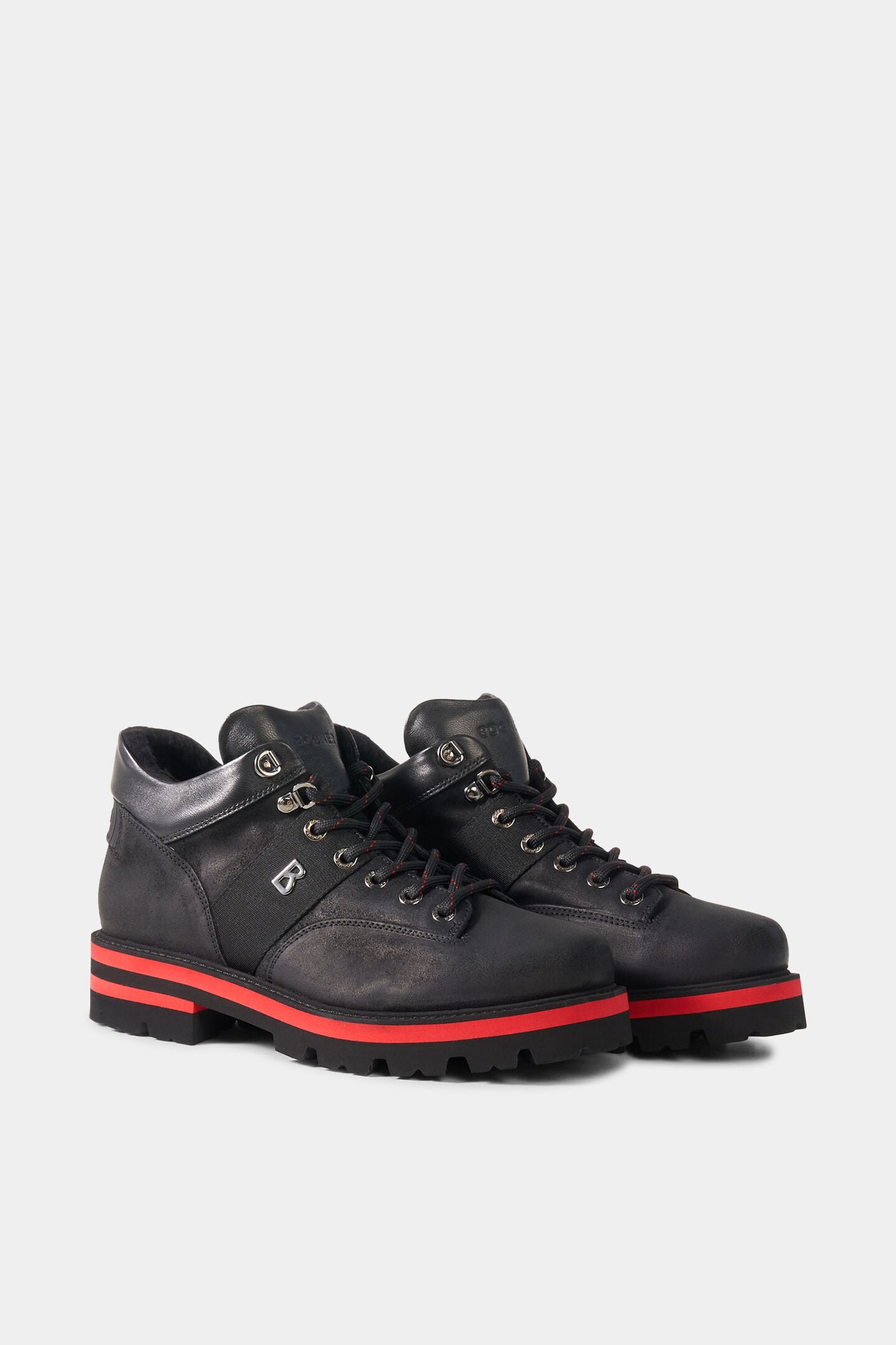 Lace-up boots Courchevel Black/Red