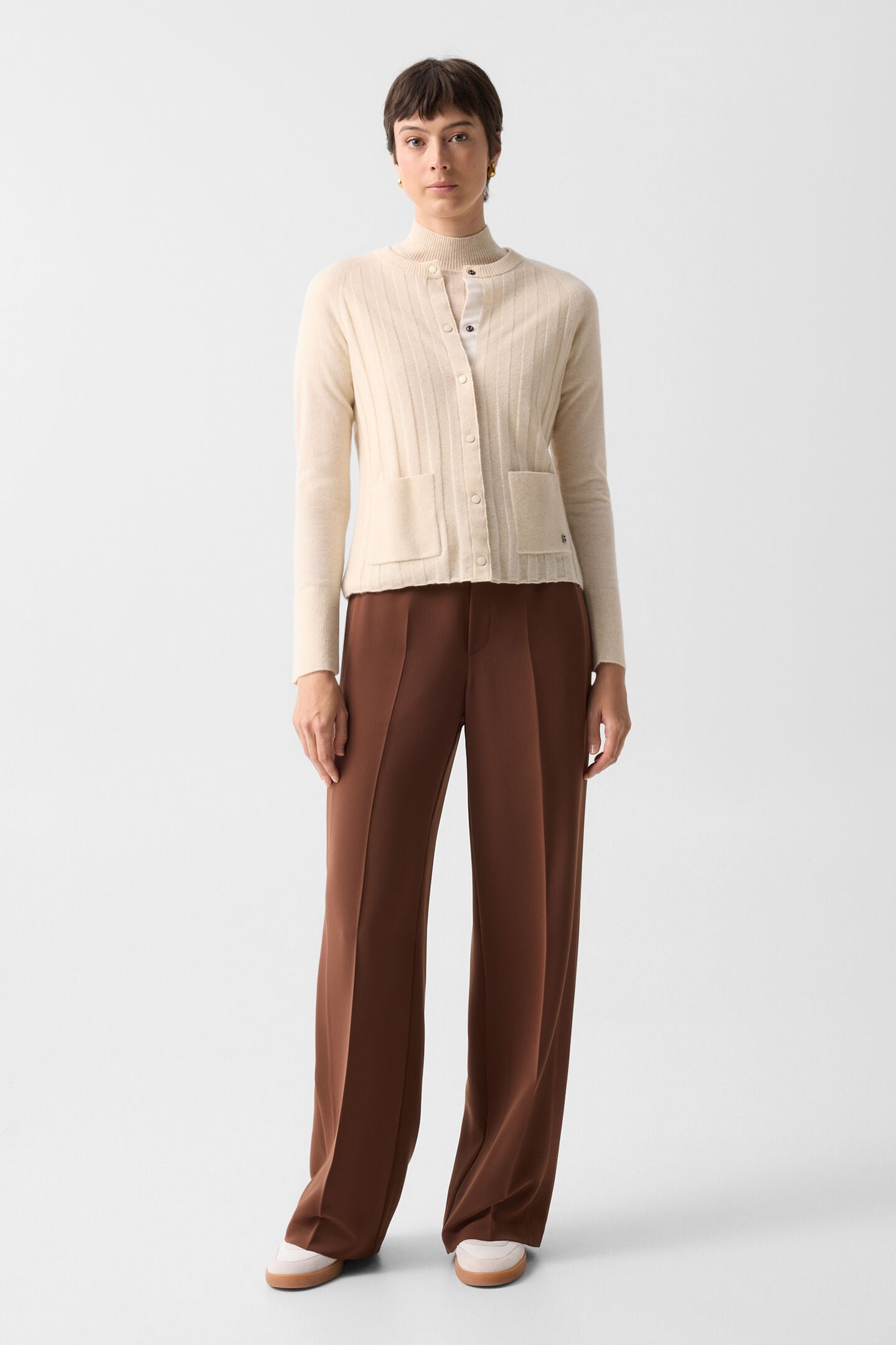 Schurwoll-Kaschmir-Cardigan Tanja Creme