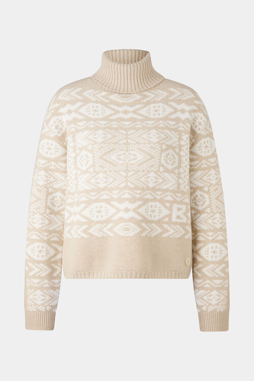 Jacquard-Pullover Nadin Beige/Weiß